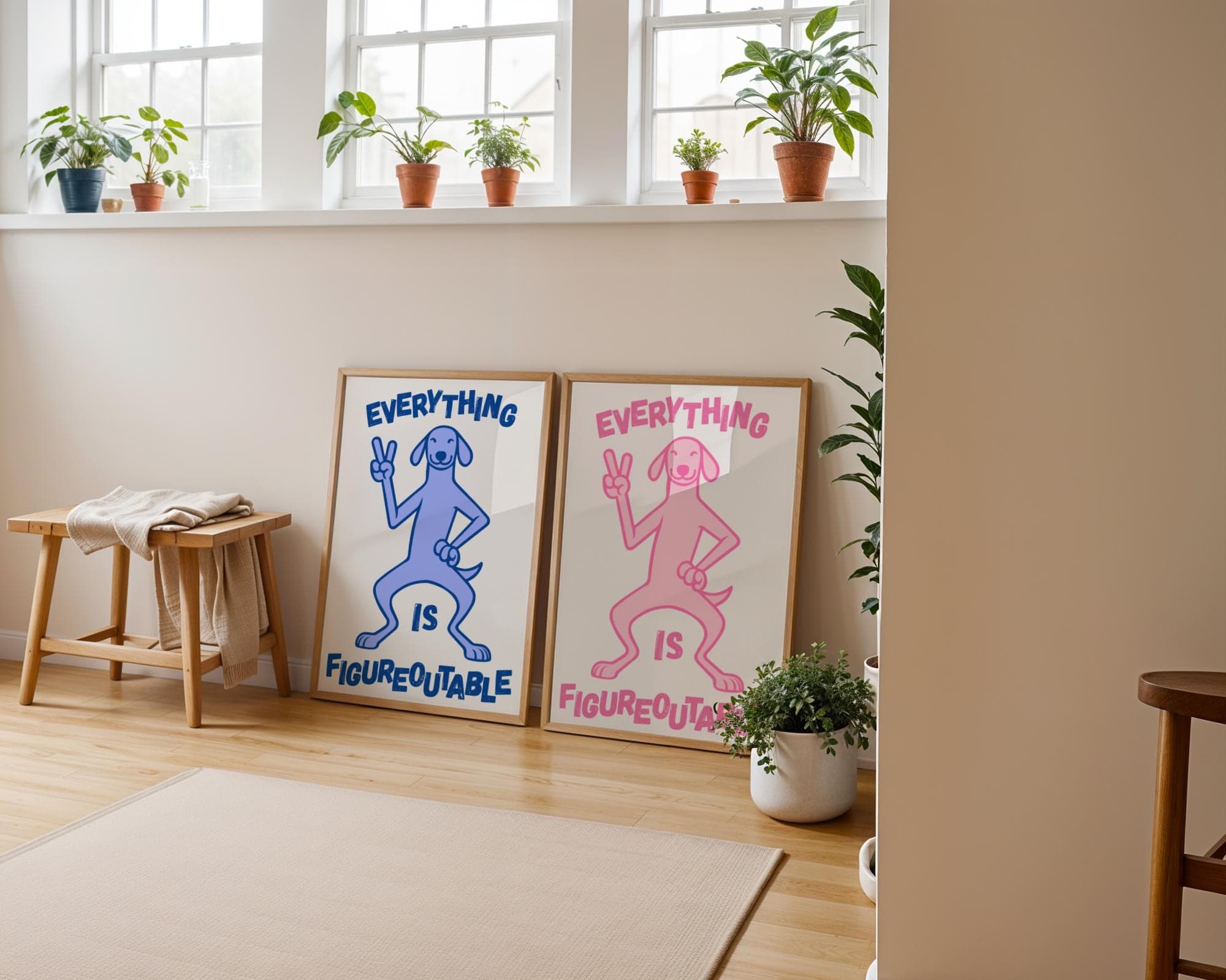 Everything Is Figureoutable Print, Positive Quote Dog Art, Kids Motivational Decor, Cute Dog Print, Colorful Dog Wall Art Set, Set of 6 Art - view 5