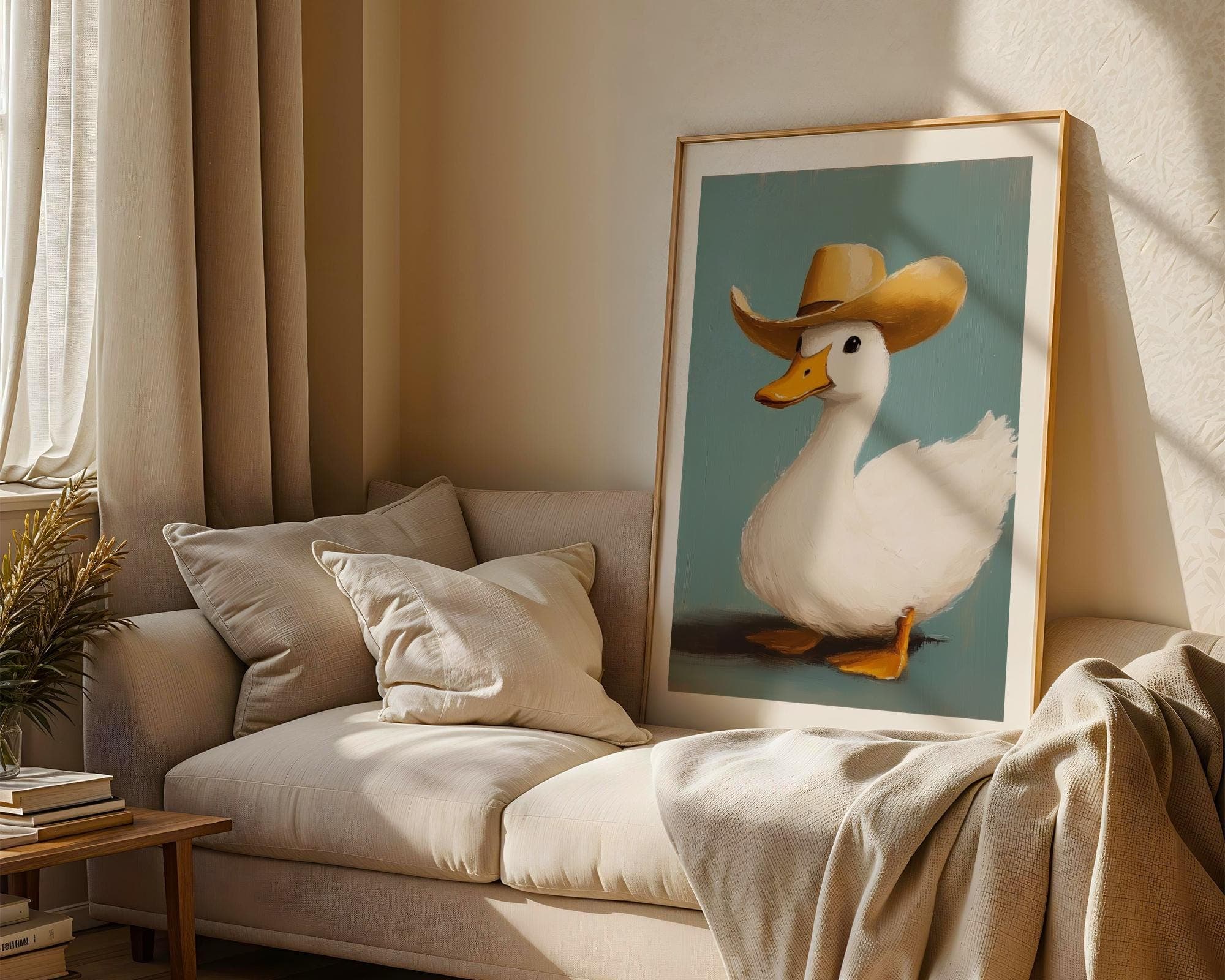 Cowboy Duck Print, Pink Western Nursery Art (Digital) - view 2