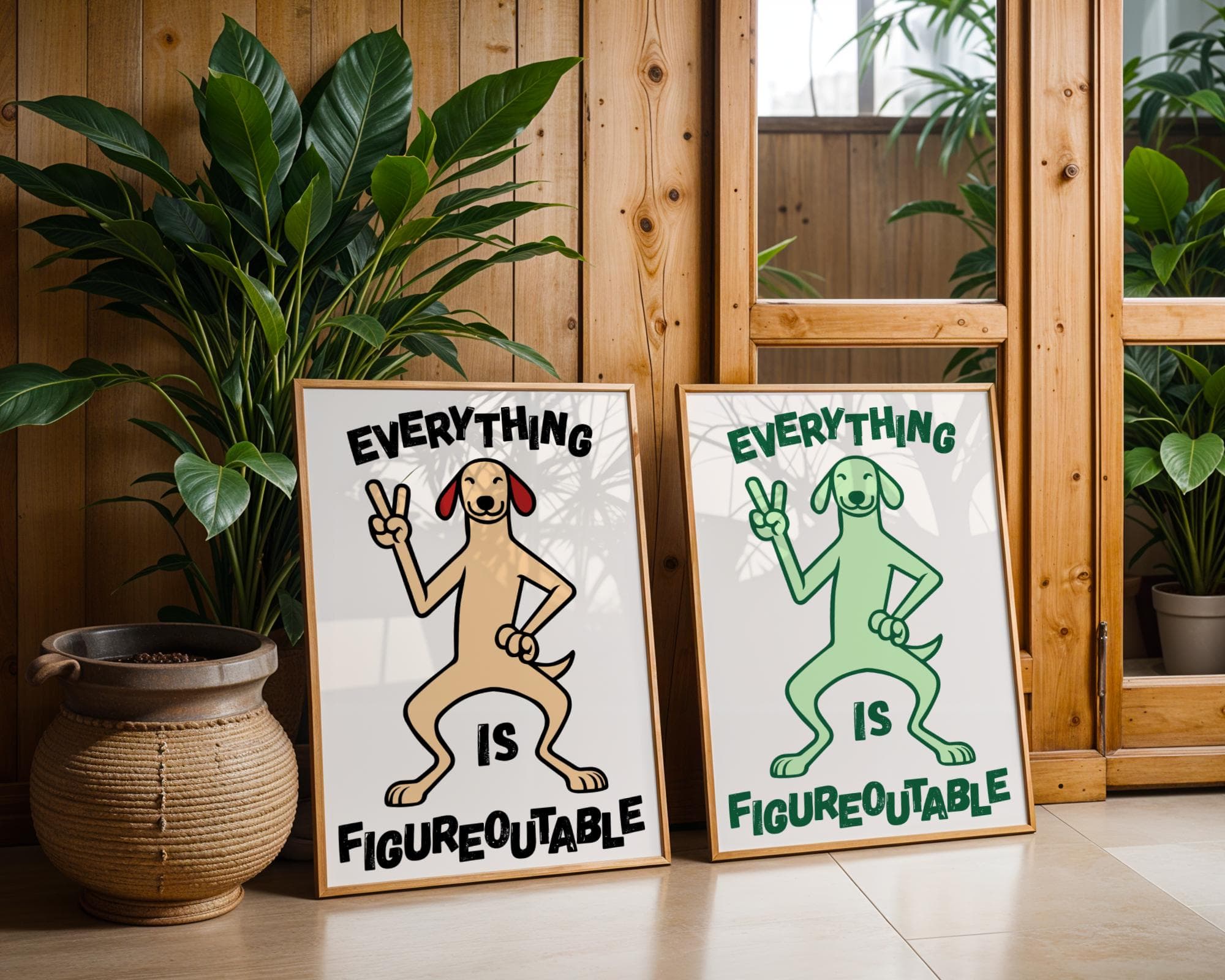 Everything Is Figureoutable Print, Positive Quote Dog Art, Kids Motivational Decor, Cute Dog Print, Colorful Dog Wall Art Set, Set of 6 Art - view 2