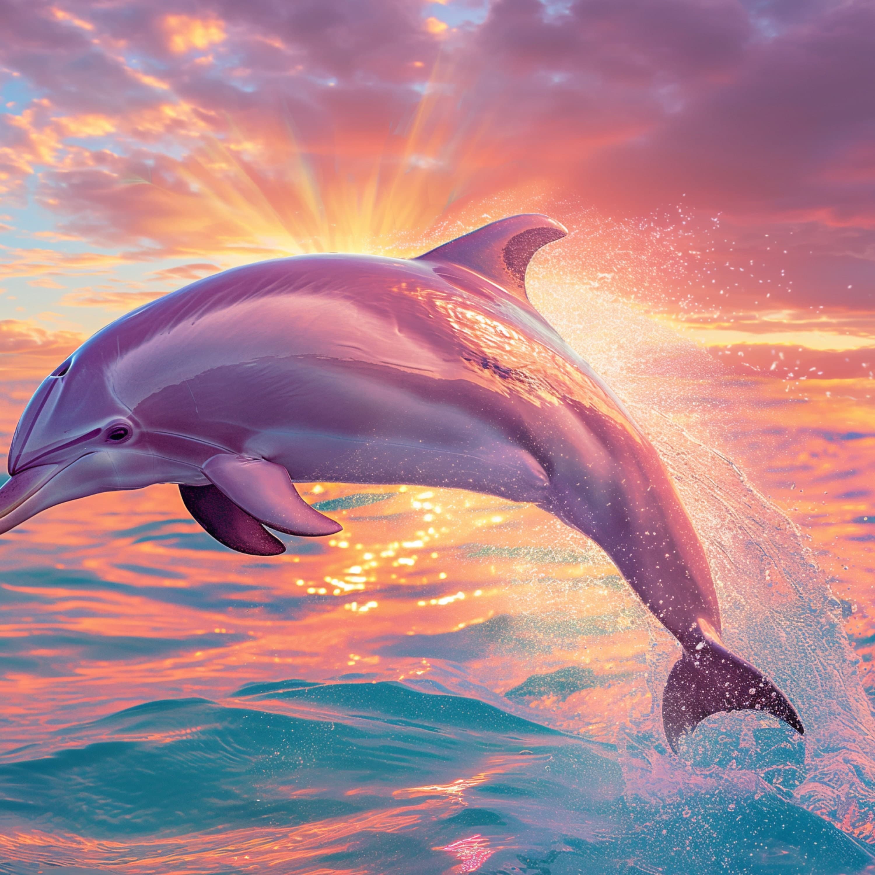 Dolphin Sunset Poster, Oil Painting, Dolphin Digital Printable Wall Art, Dolphin Digital Wall Art, Aesthetic Art Bathroom, Bathroom Decor - view 2