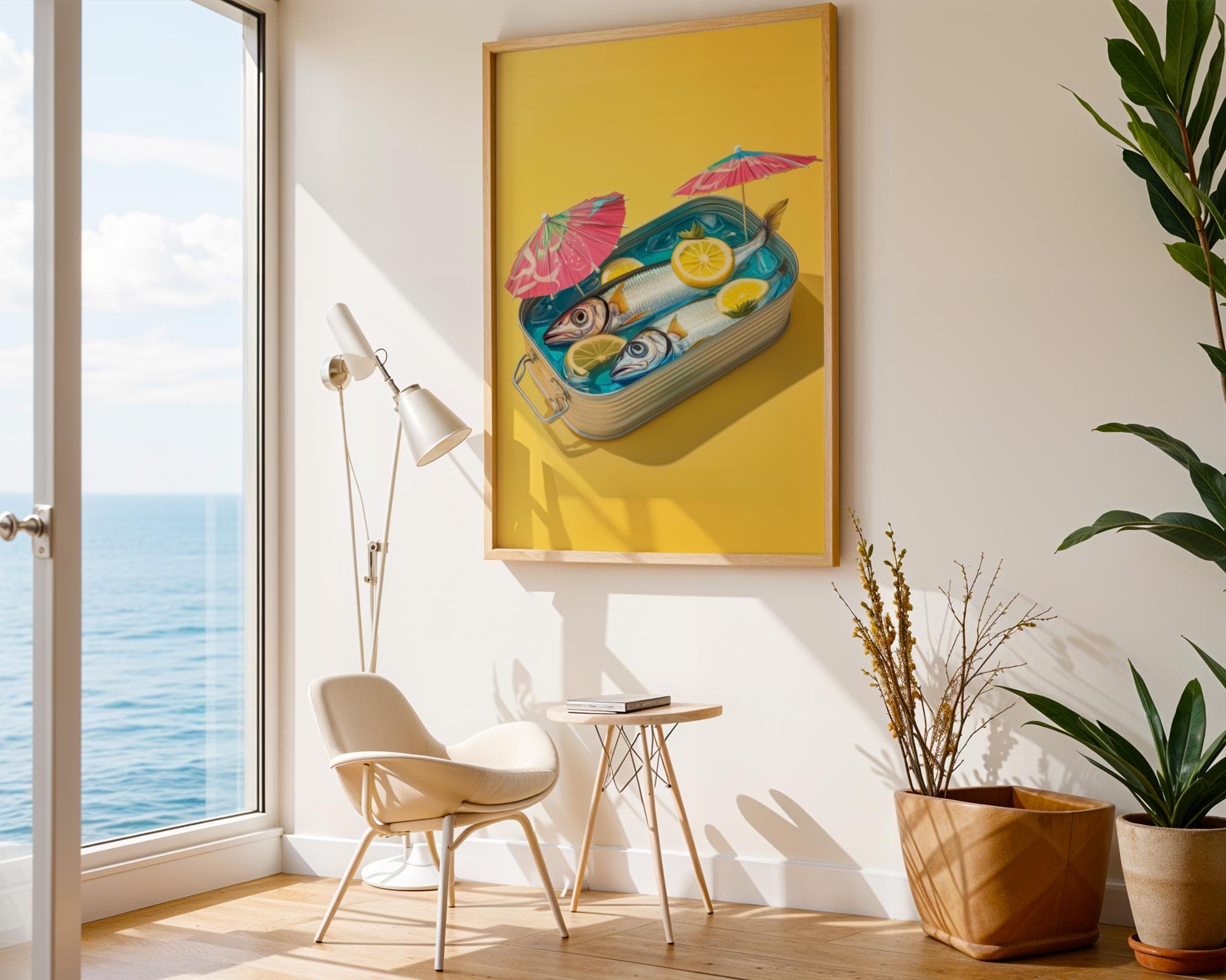 Quirky Fish Wall Decor, Tinned Fish Wall Decor, Funny Sardines Painting, Sardines Sunbath Print, Quirky Fish Poster, Digital Download - view 7