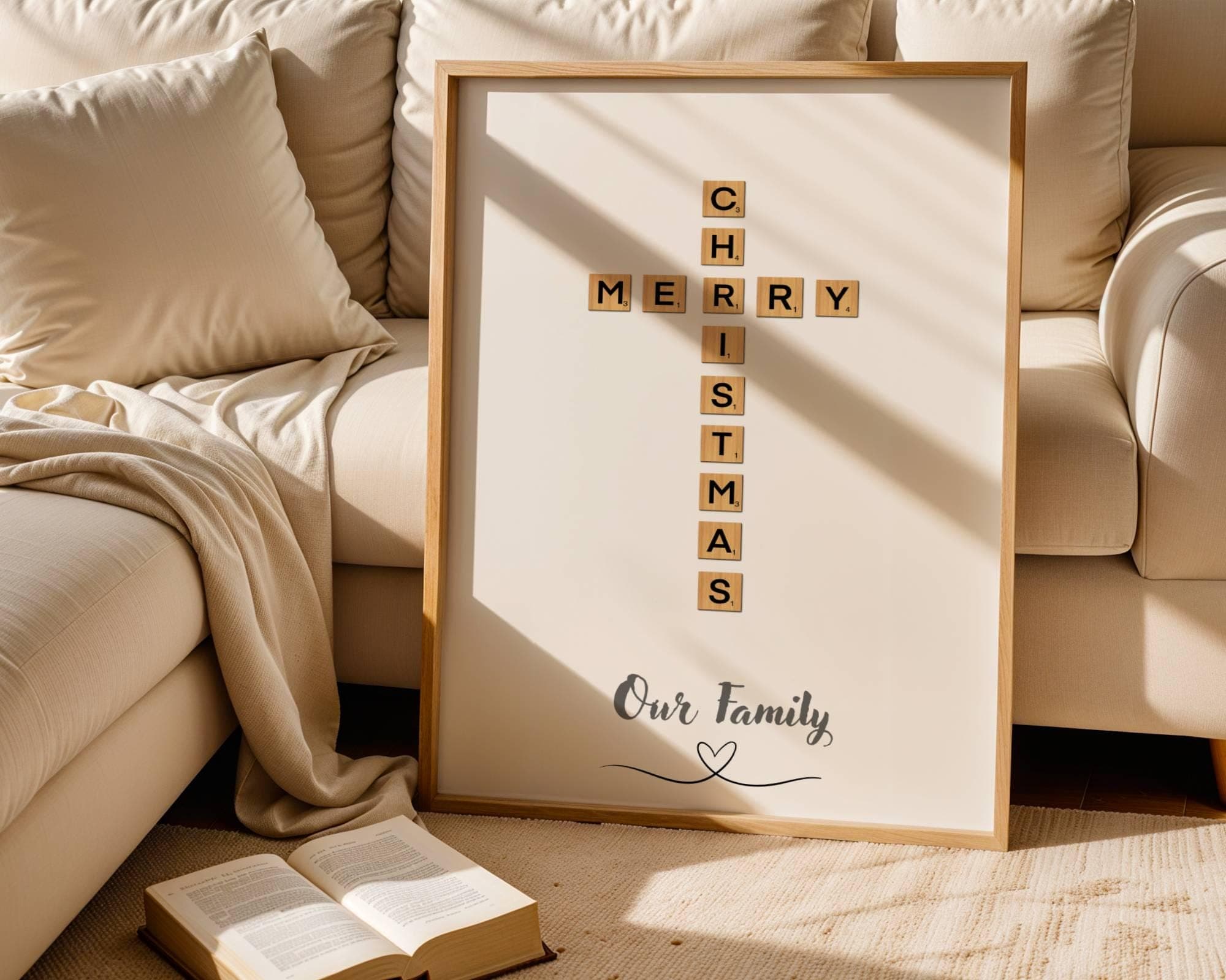 Personalised Family Scrabble Print, Anniversary Gift For Her,Personalised Family Name Print,Crossword Scrabble Print,Christmas Gift for Wife - view 5