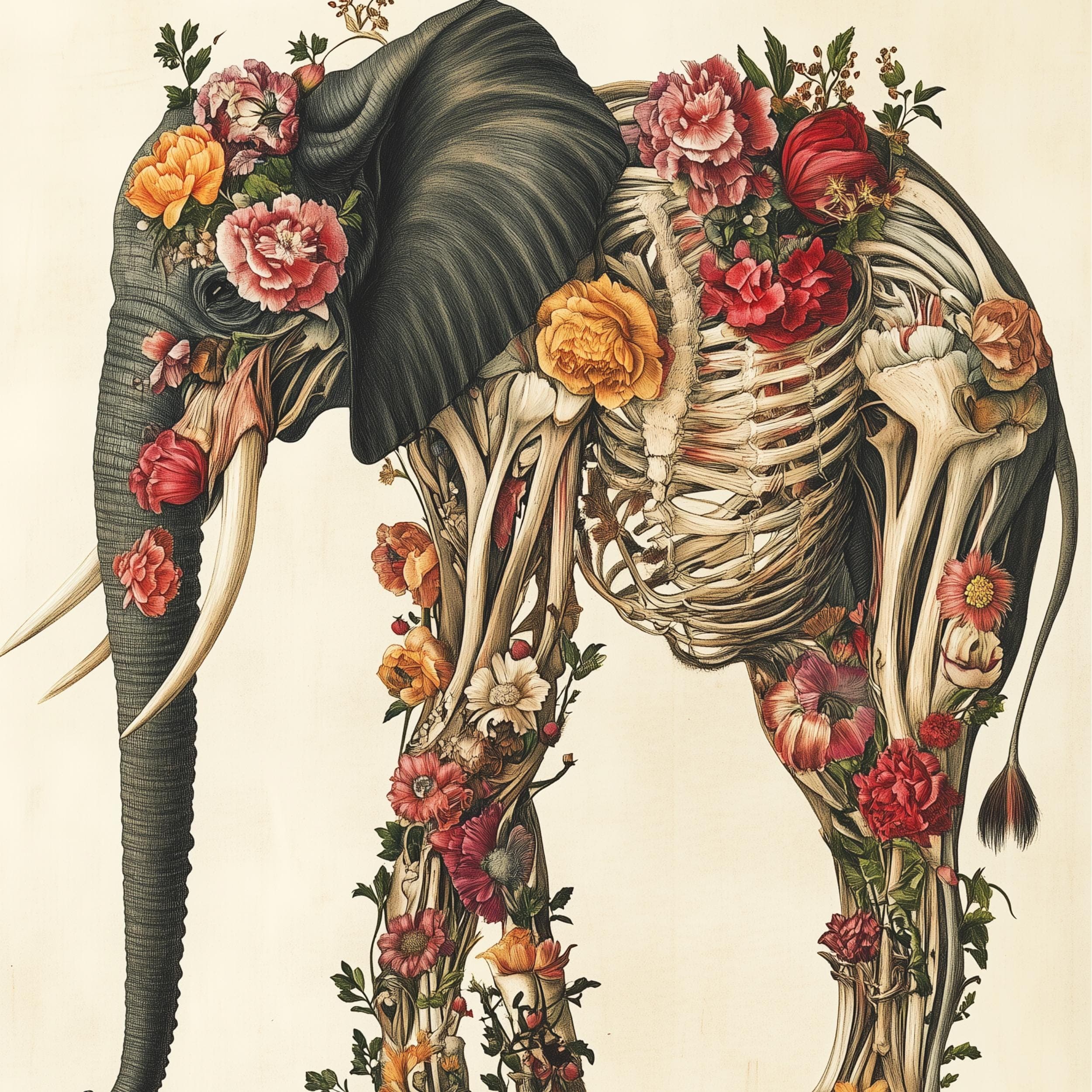 Whimsical Animal Anatomy Prints – Tiger Elephant Zebra Wall Prints, Unique Animal Prints, Eclectic Animal Wall Decor, Maximalist Wall Art - view 3