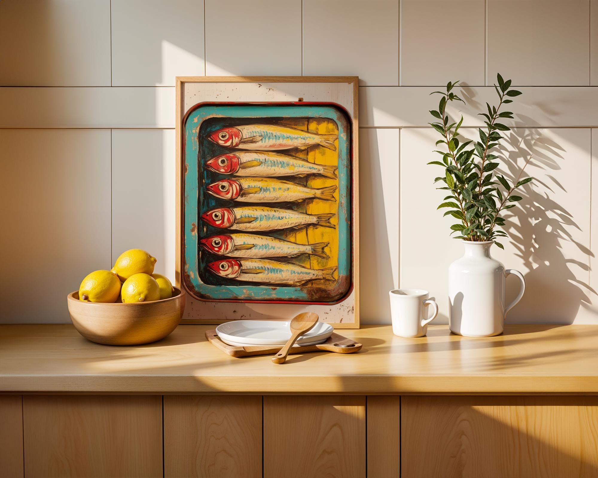 Vintage Sardine Tin Wall Art, Kitchen Poster, Sardine Tin Art, Digital Download, Retro Kitchen Decor, Seafood Wall Art, Retro Wall Print - view 4