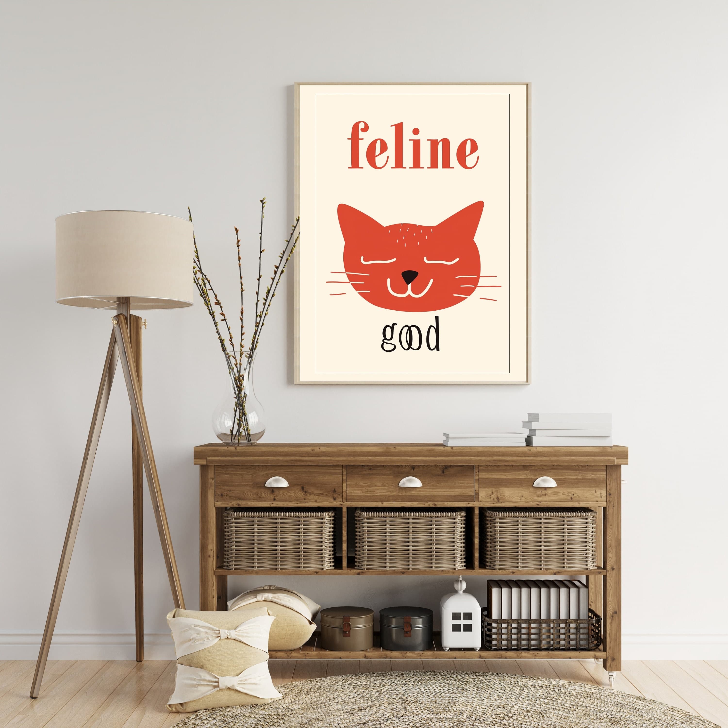 Feline Good Poster, Colorful Cat Wall Art, Cat Poster, Cat Digital Wall Art Print, Cute Kitten illustration, Cat Lover Gift, Cat Printable - view 5