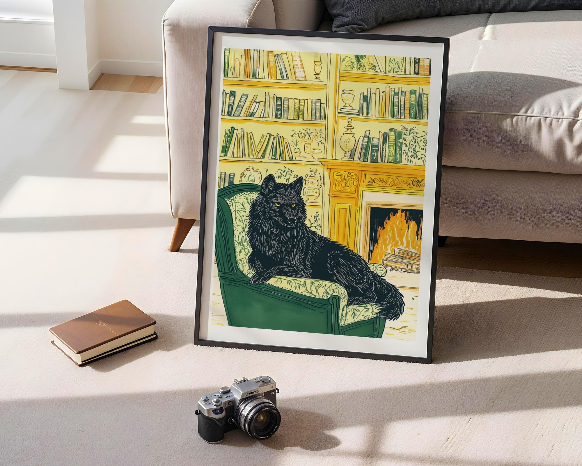 Majestic Black Wolf Wall Art, Mystical Wolf Decor, Dark Fantasy Animal Illustration, Dark Academia Home Decor, Gothic Animal Art, Printable - view 7