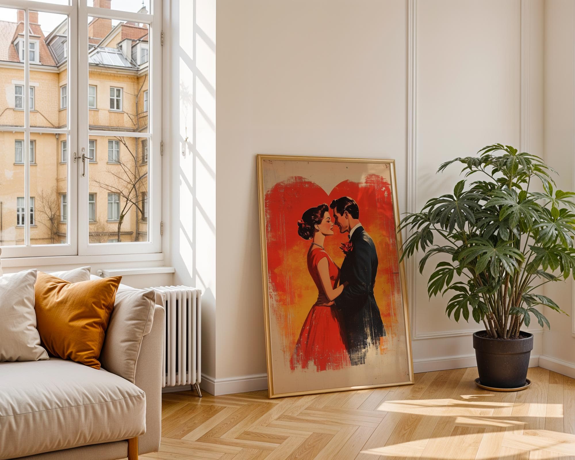 Vintage Couple Wall Art, Vintage Digital Wall Art, Printable Romantic Couple Wall Art, Love Wall Art, Couple Painting, Hugging Couple Print - view 5