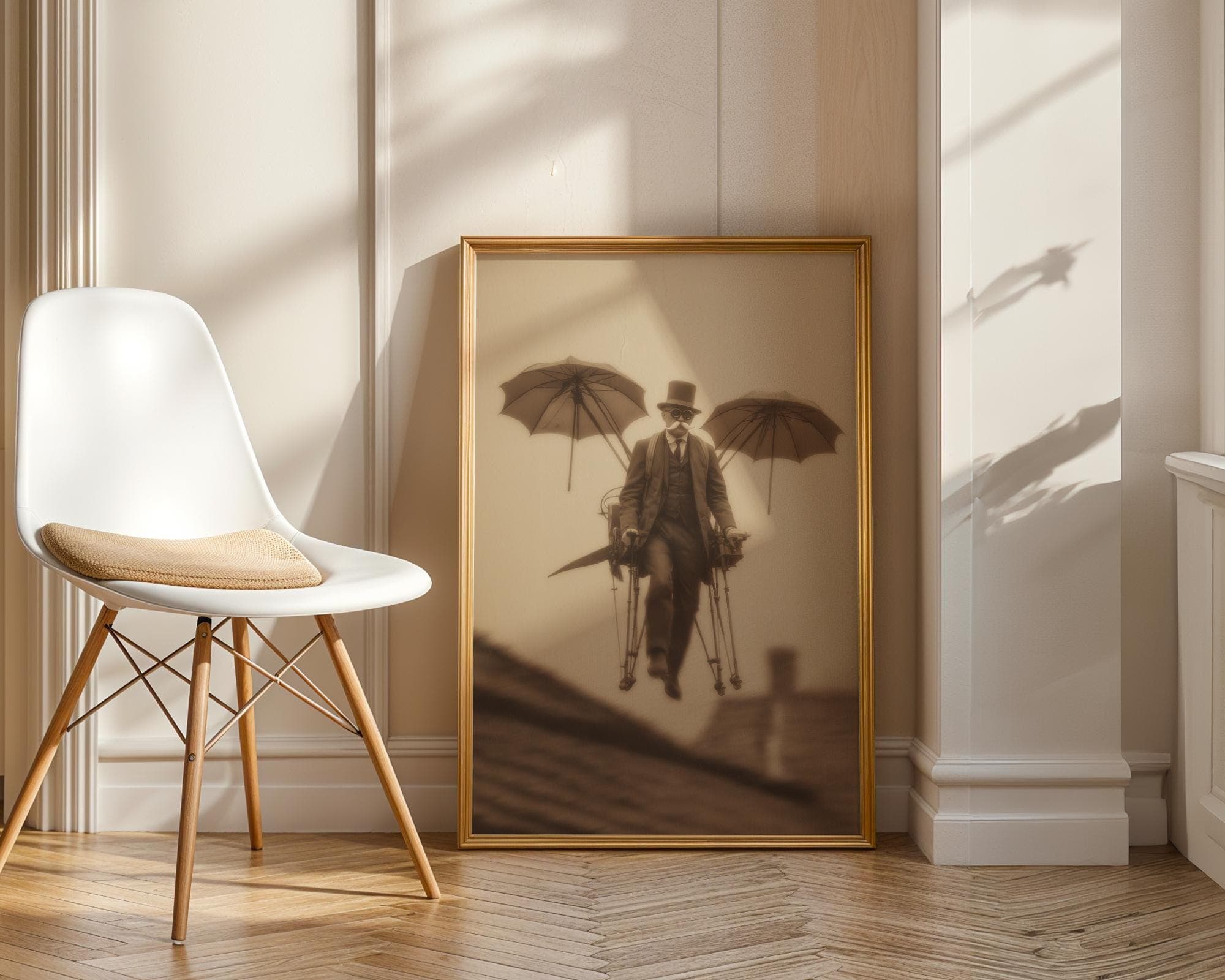 Retro Jetpack Man Art Print, Vintage Sepia Print, Fantasy Victorian Wall Decor, Vintage Aesthetic Print, Quirky Victorian Invention Art - view 5