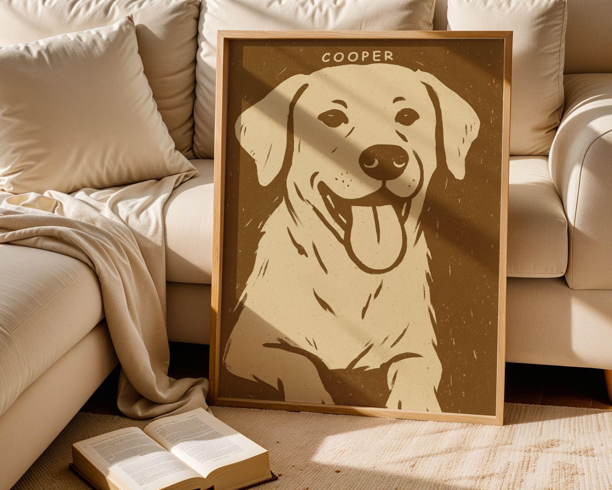 Modern Custom Dog Portrait, Cute Hand Draw Pet Portrait, Colorful Digital Badly Drawn Dog, Trendy Pet Poster for Emotional Dog Mom Gift - view 7