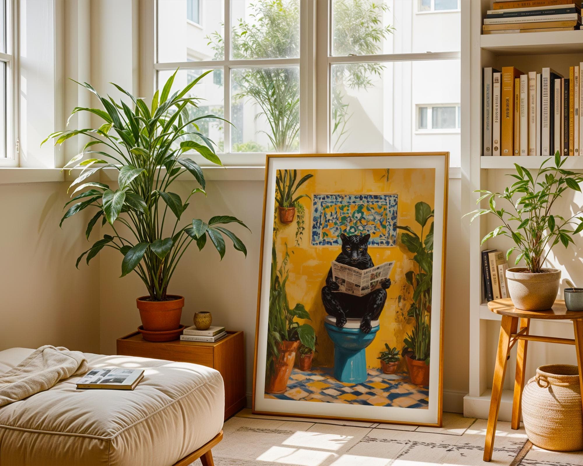 Funny Black Panther Bathroom Art, Quirky Jungle Wall Decor, Black Panther on Toilet,Funny Bathroom Decor, Funky Toilet Art,Quirky Animal Art - view 2