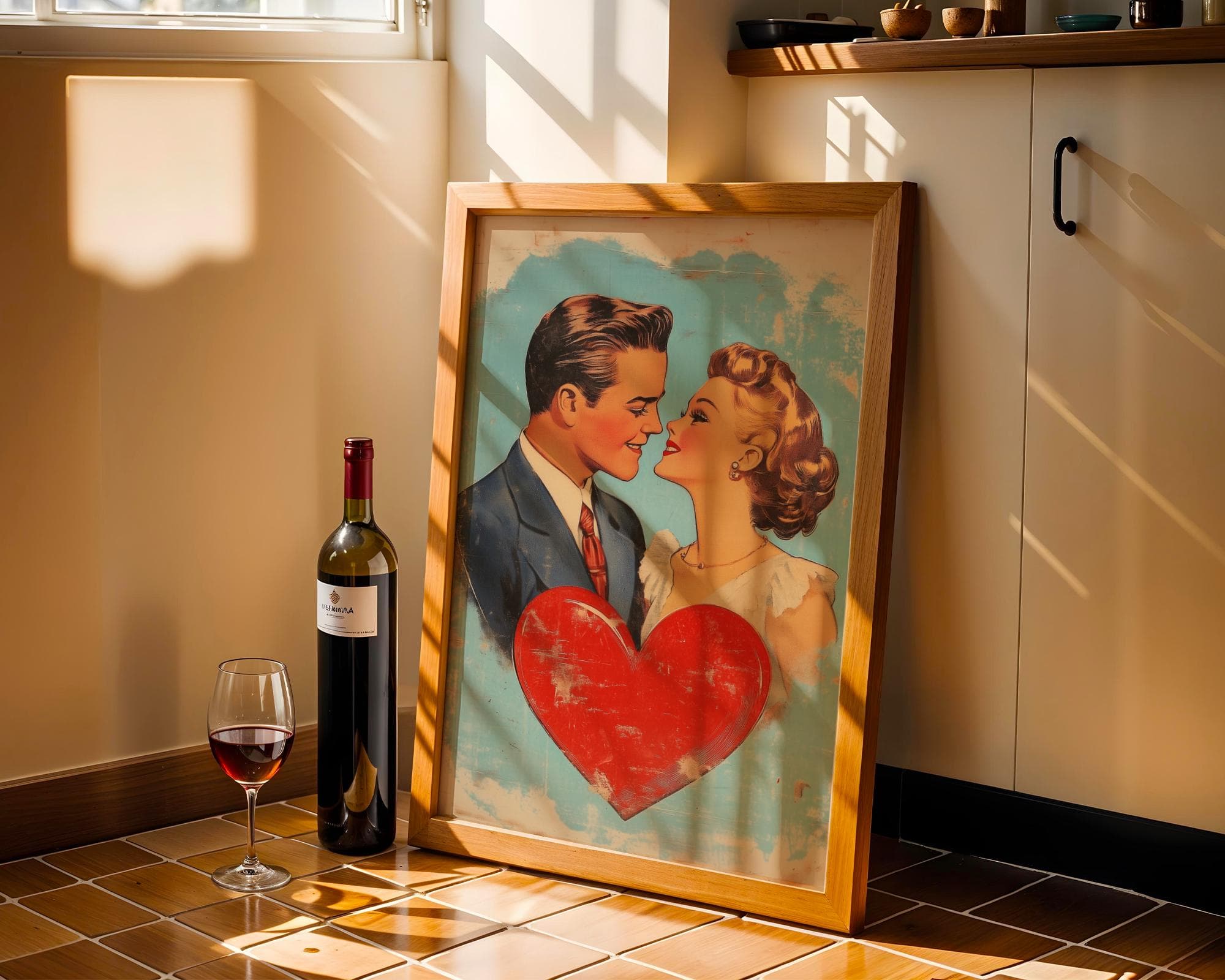 Vintage Couple Wall Art, Vintage Digital Wall Art, Printable Romantic Couple Wall Art, Love Wall Art, Couple Painting, Hugging Couple Print - view 3