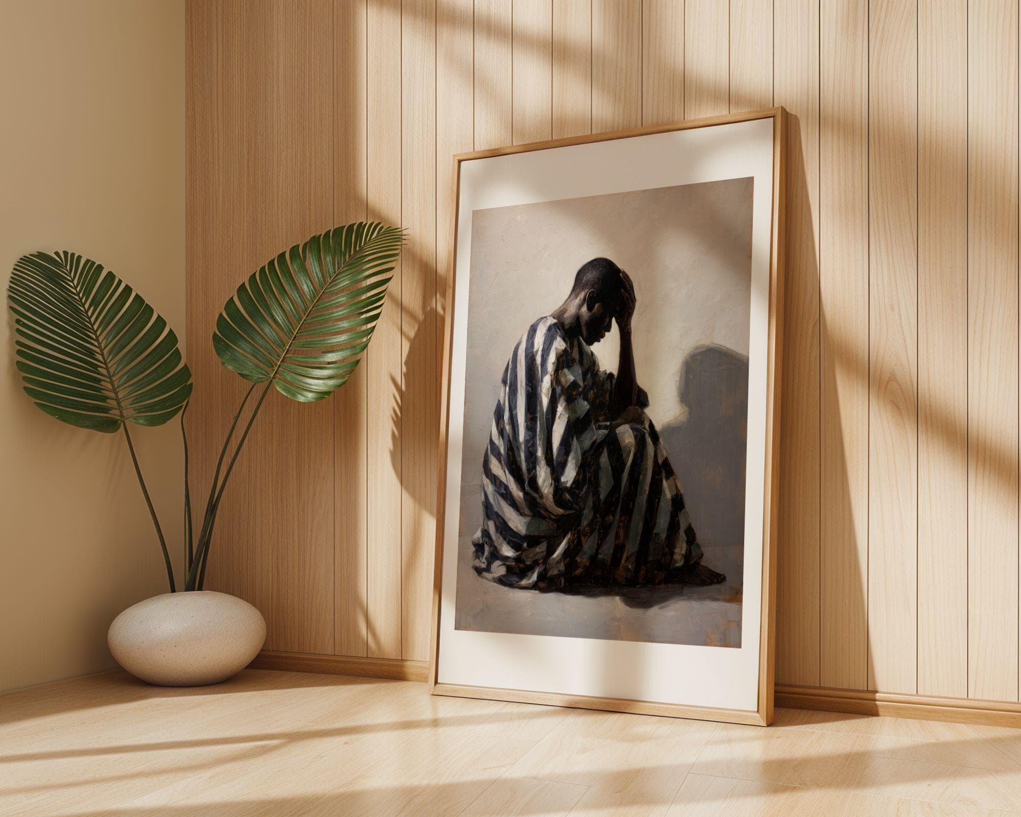 African American Wall Art, Moody Painting, Contemporary African American Art, Black Man Wall Art, Modern Figurative Painting, Neutral Decor - view 4