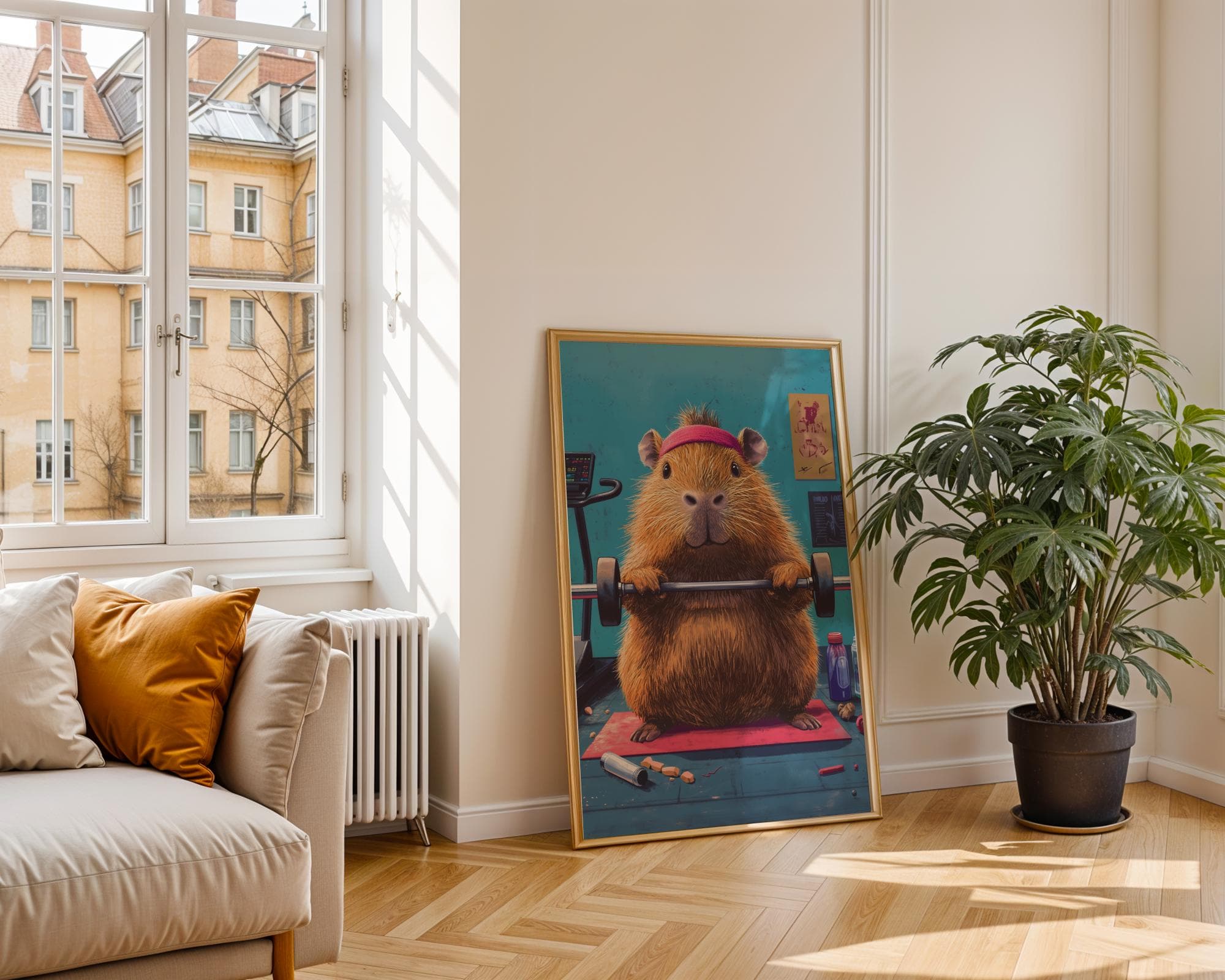 Funny Gym Capybara Wall Art, Funny Fitness Capybara Art Print, Quirky Wall Art, Fitness Motivation Decor, Quirky Capybara Weightlifting Art - view 6