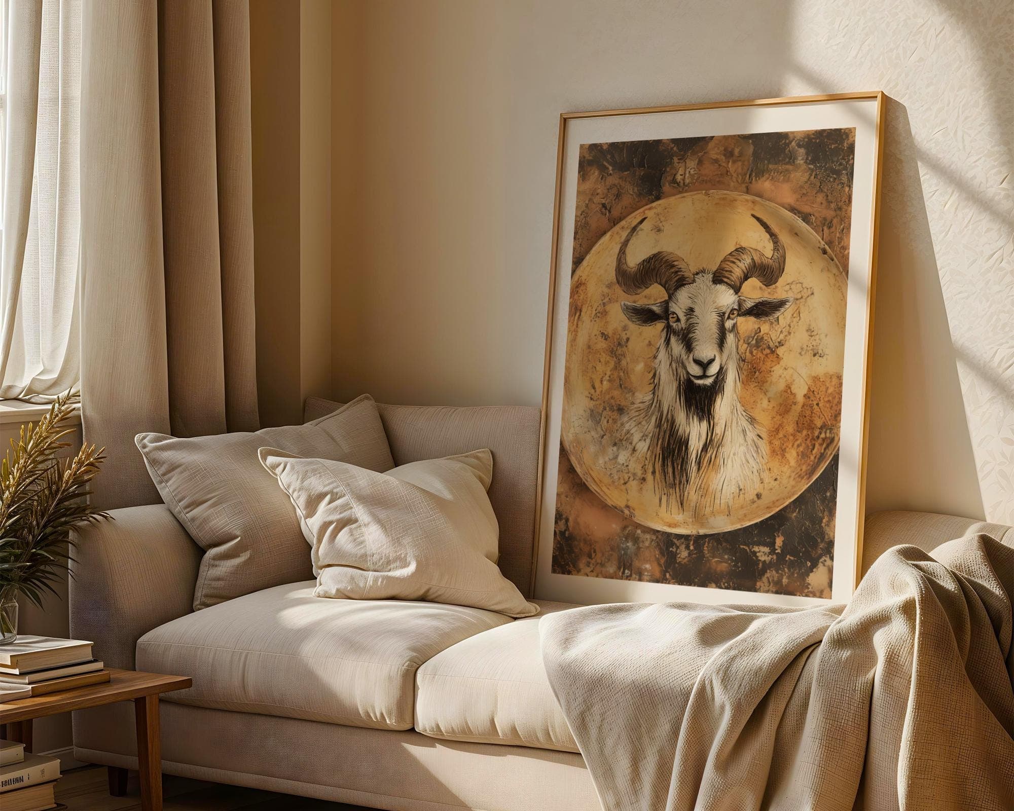 Rustic Goat Wall Art, Goat Portrait Wall Art, Vintage Goat Wall Decor, Farmhouse Wall Art, Digital Goat Download, Vintage Wall Art Digital - view 3