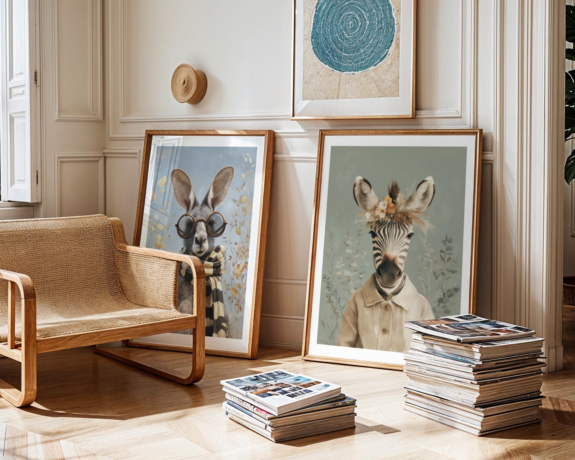 Vintage Jungle Animal Portrait Gallery Set of 6, Dopamine Aesthetic, Maximalist Decor, Preppy Print, Maximalist Eclectic, Digital Download - view 2