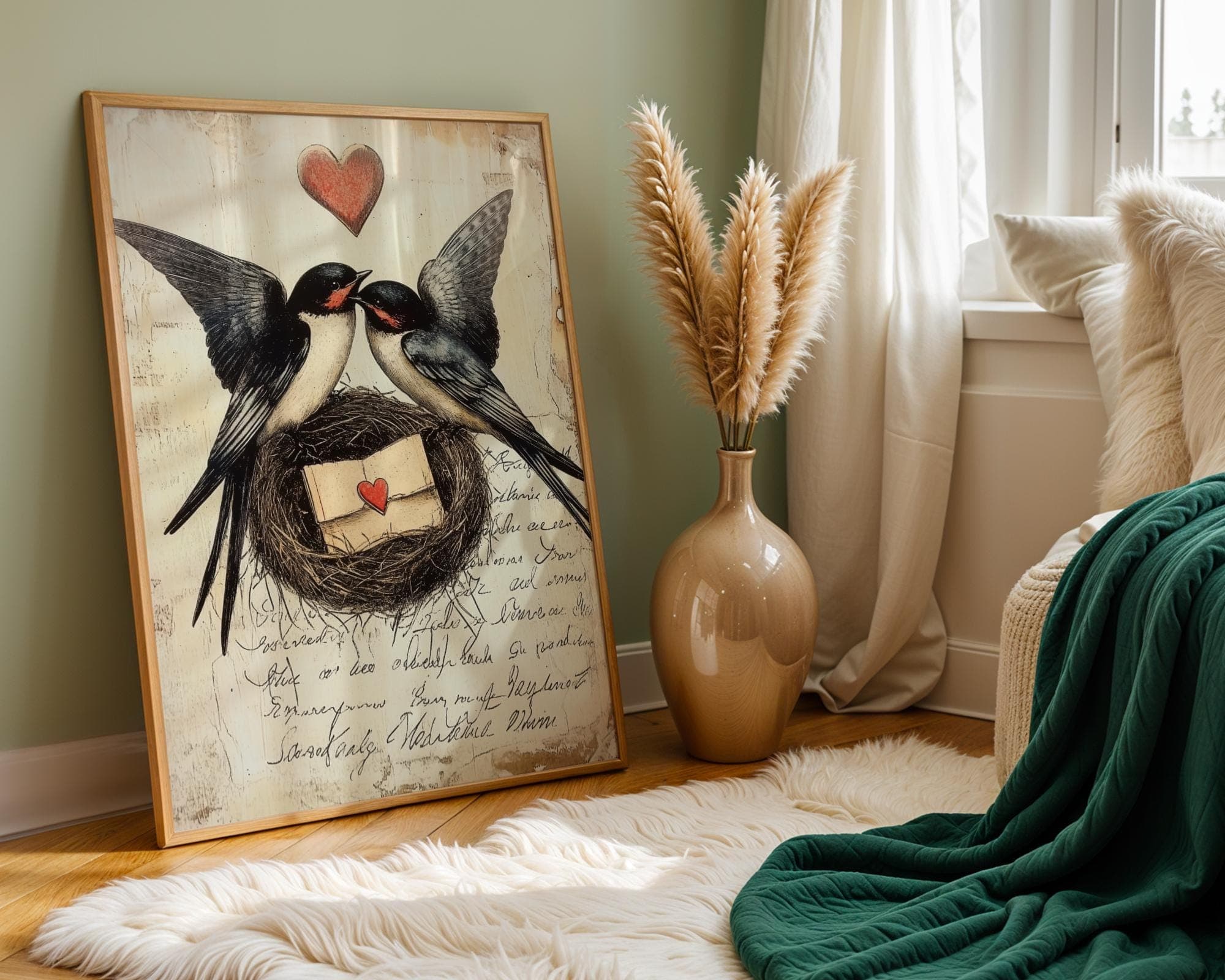 Vintage Swallow Couple Wall Art, Antique Swallow, Vintage Animal Prints, Swallow Wall Decor | Downloadable Art | Swallow bird, Bird Poster - view 6