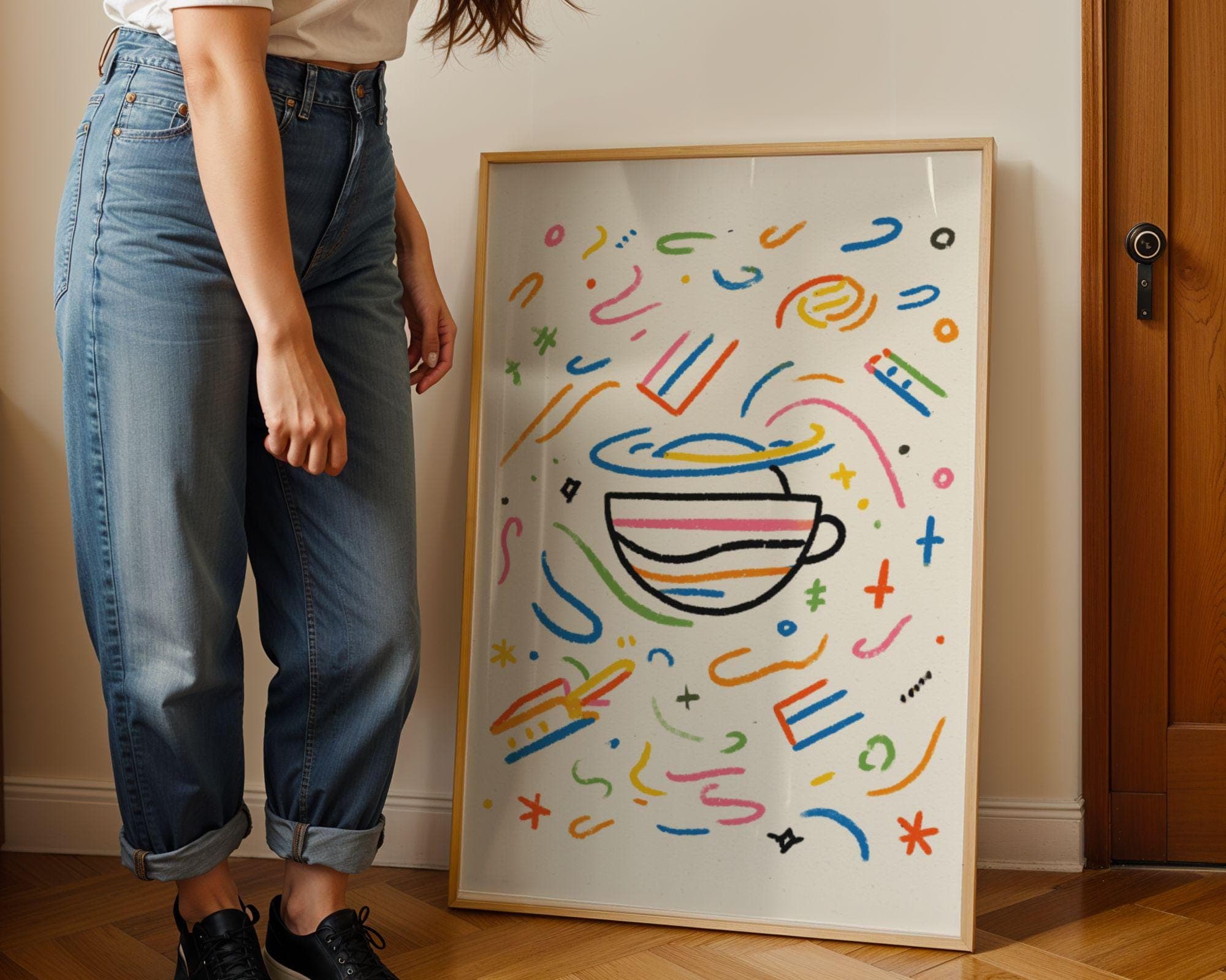Abstract Coffee Cup Art Print – Modern Minimalist Wall Decor (Digital Download) - view 5