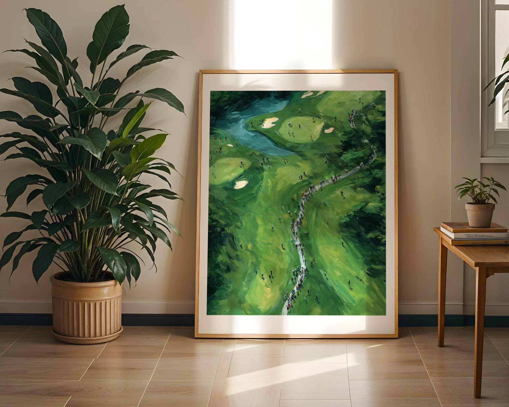 Aerial Golf Painting – Green Field Modern Wall Decor, Emareld Green Art, Sports Field Wall Art, Abstract Nature Wall Art, Golf Lover Gift - view 5