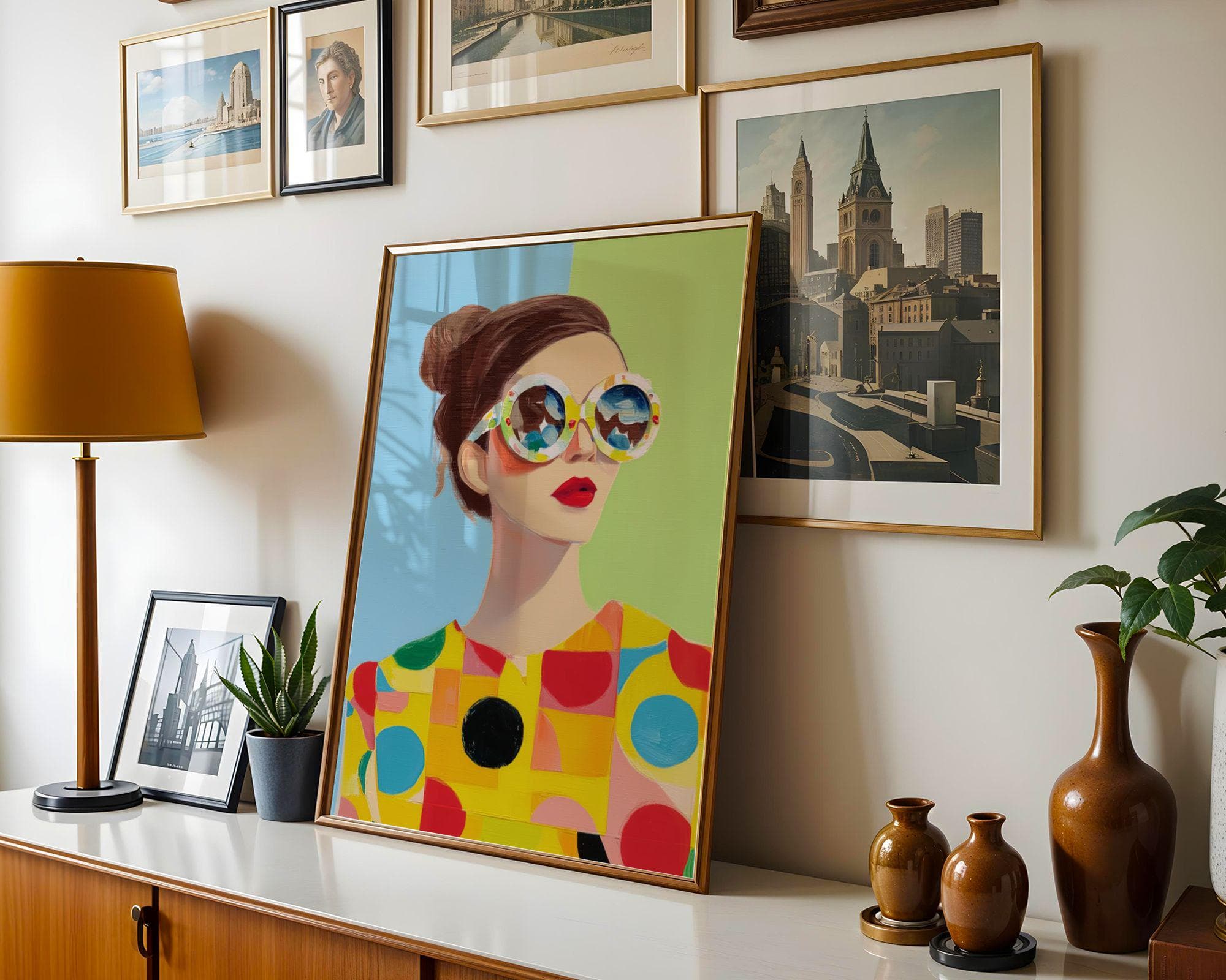 Colorful Retro Woman Wall Art Print ā Pop Art Fashion Art, Retro Pop Art, Retro Chic Girl Poster, Feminine Wall Decor, Girly Wal Print - view 2