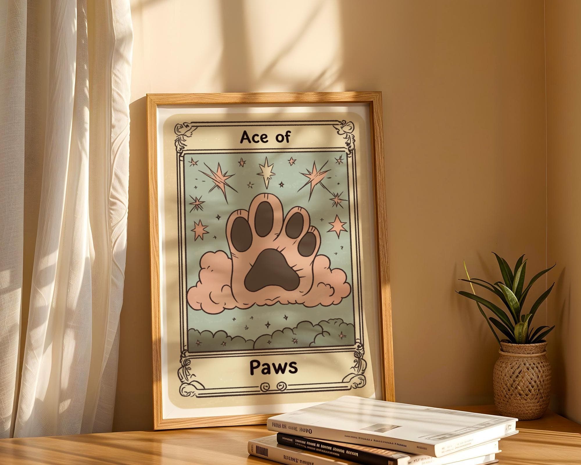 Ace of Paws Tarot Art, Downloadable Ace Art, Celestial Cat Paw Print, Vintage Tarot Cat Art, Ace of Paws Poster, Tarot Aesthetic, Card Print - view 7