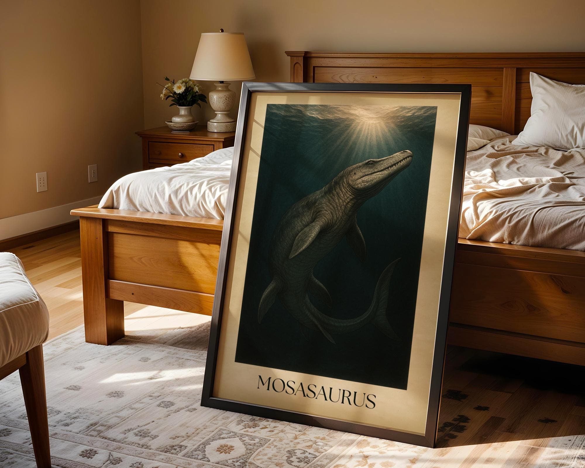 Mosasaurus Dinosaur Poster Print, Vintage Deep Sea Prehistoric Animal Wall Art, Vintage Mosasaurus Print,Mosasaurus Art Print,Dark Art Print - view 4