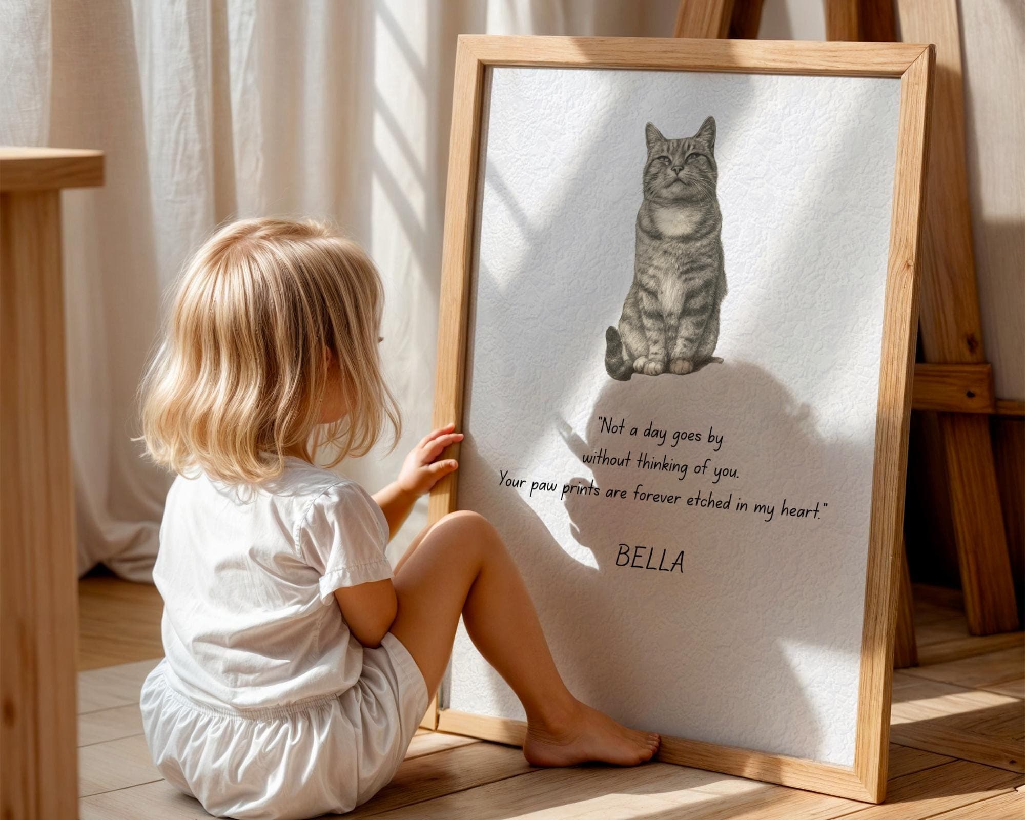 Personalized Pet Memorial Wall Art with Name and Quote, Pet Memorial Art, Custom Pet Sympathy Print, Dog Loss Memory Art, Cat Loss Memorial - view 2