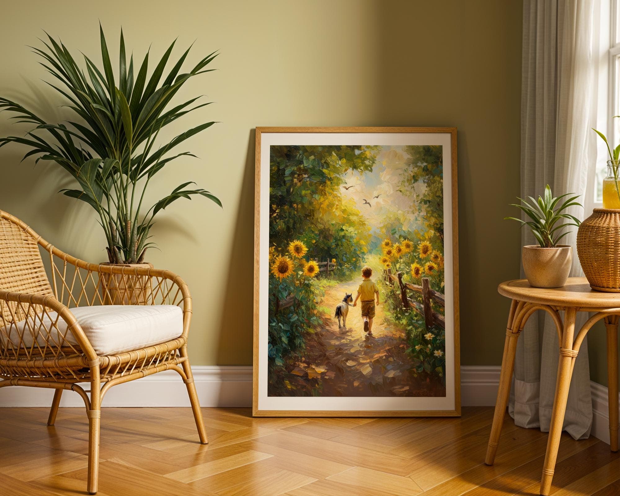 Country Path Wall Art, Heartwarming Countryside Wall Art, Pastoral Scene Print, Golden Hour Country Art,Wholesome Farm Decor, Printable - view 2