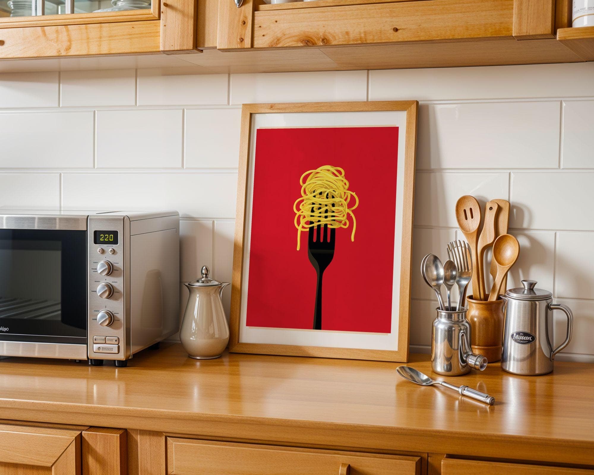 Colorful Pasta Wall Art – Modern Pop Art Kitchen Print, Minimalist Kitchen Art, Modern Food Poster, Funky Pop Art Poster, Pasta Lover Gift - view 2