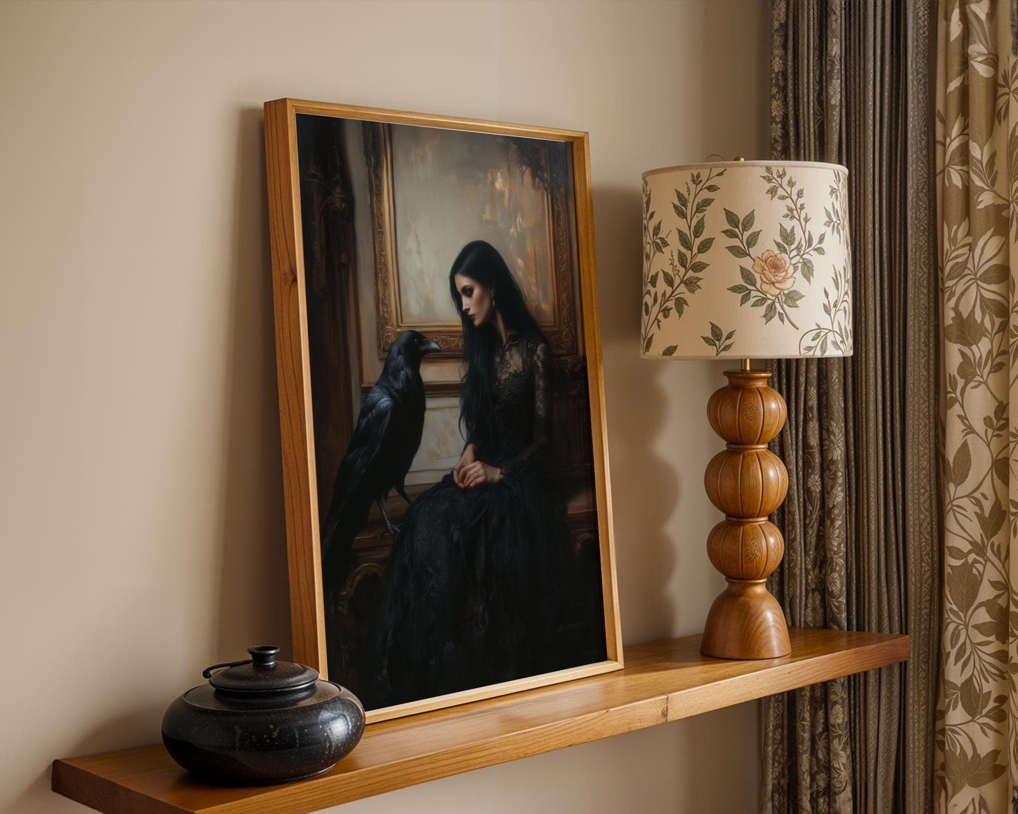 Gothic Princess, Artful Raven Art, Dark Romance, Gothic Beauty Printable Fine Art, Gothic Oil Painting Print, Moody Victorian Art, Dark Goth - view 2