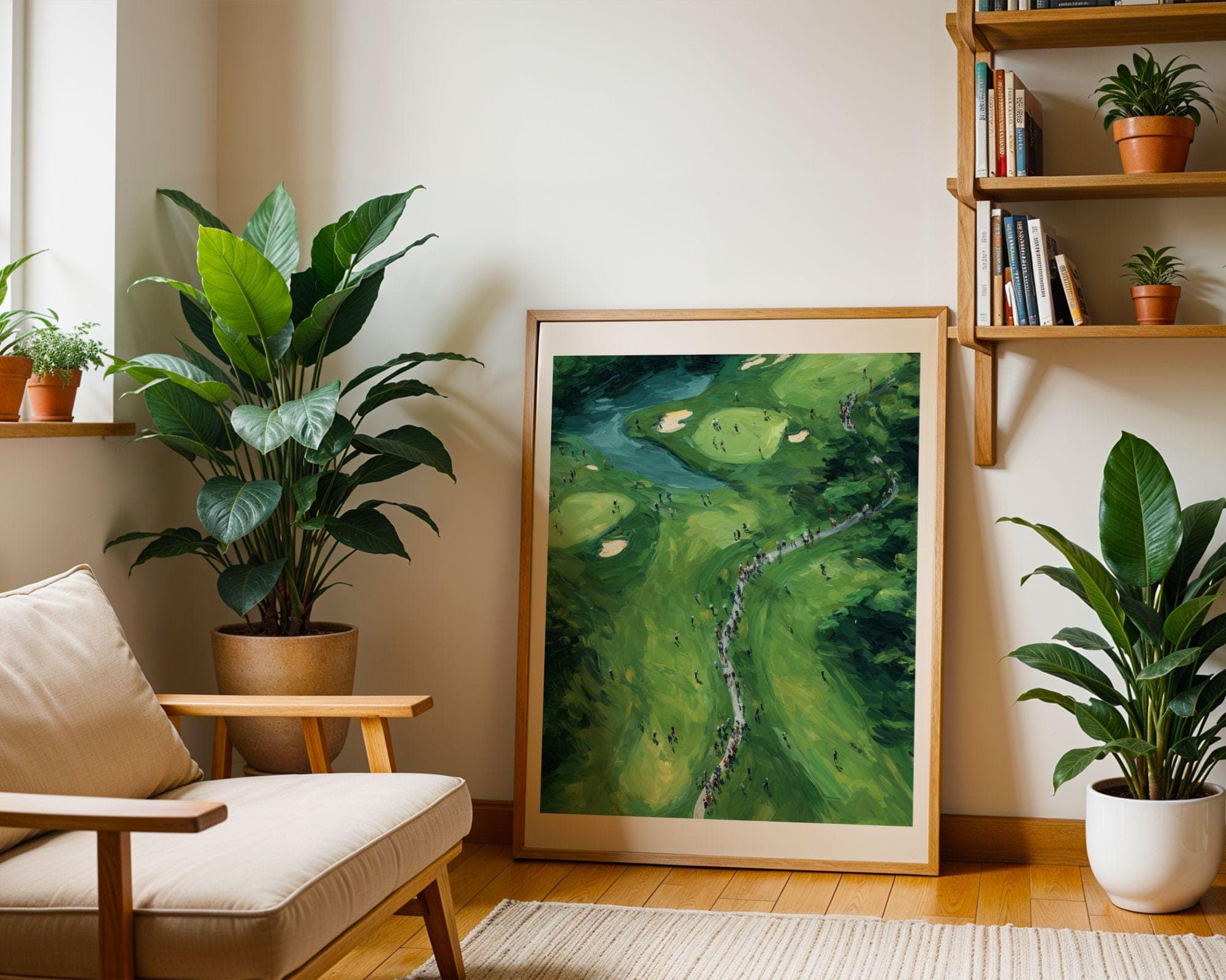 Aerial Golf Painting – Green Field Modern Wall Decor, Emareld Green Art, Sports Field Wall Art, Abstract Nature Wall Art, Golf Lover Gift - view 7