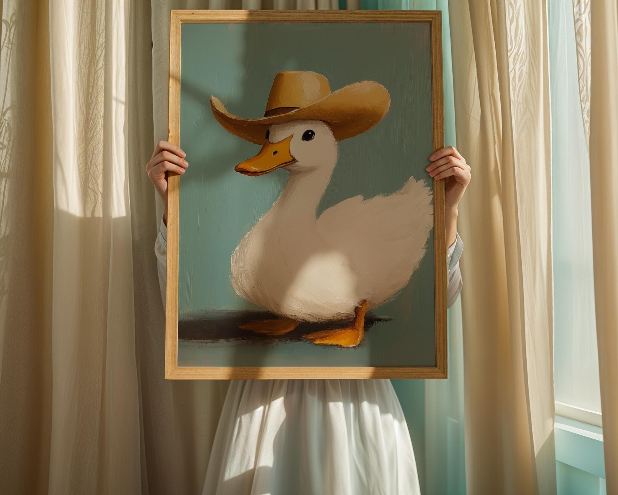 Cowboy Duck Print, Pink Western Nursery Art (Digital) - view 4