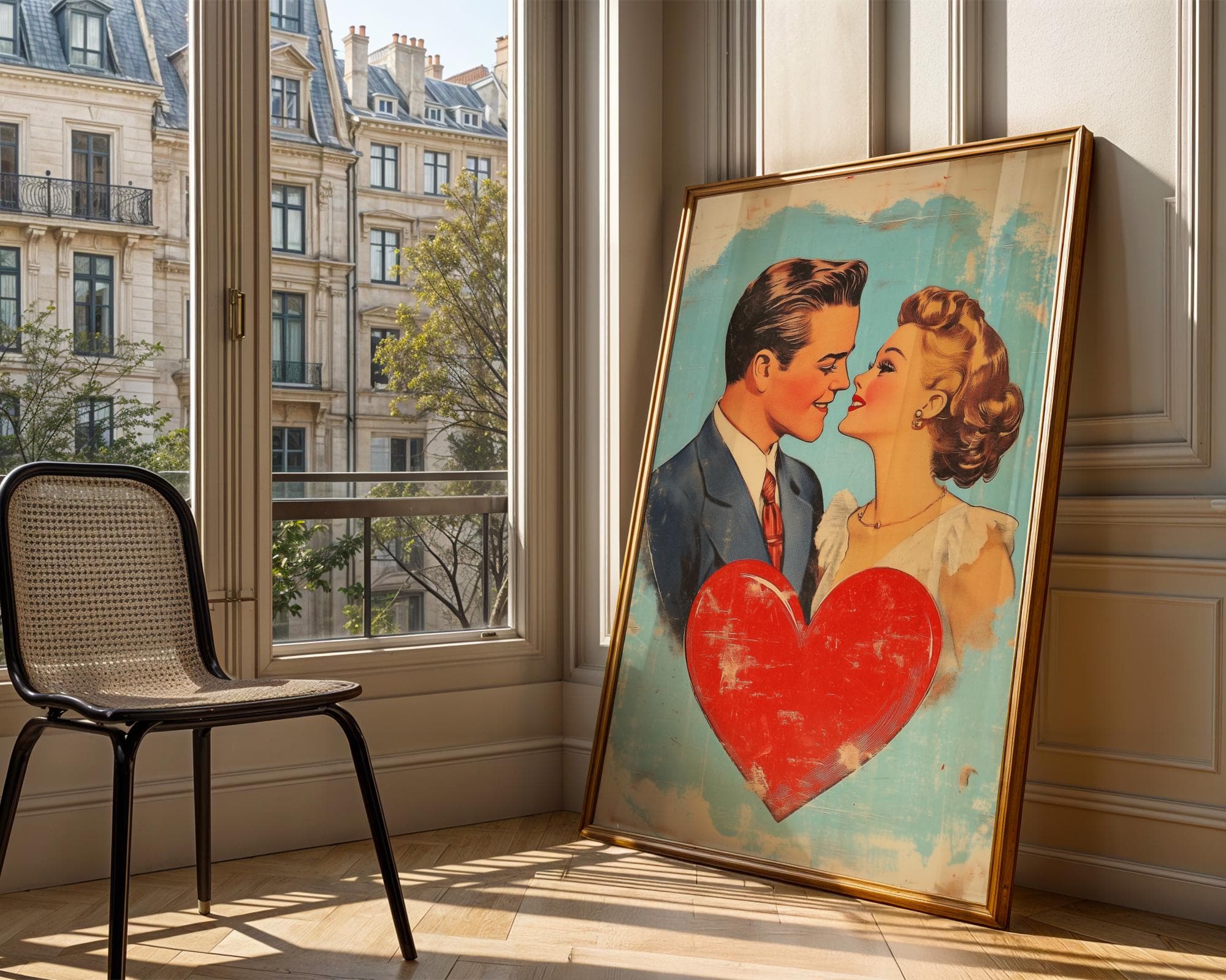 Vintage Couple Wall Art, Vintage Digital Wall Art, Printable Romantic Couple Wall Art, Love Wall Art, Couple Painting, Hugging Couple Print - view 4
