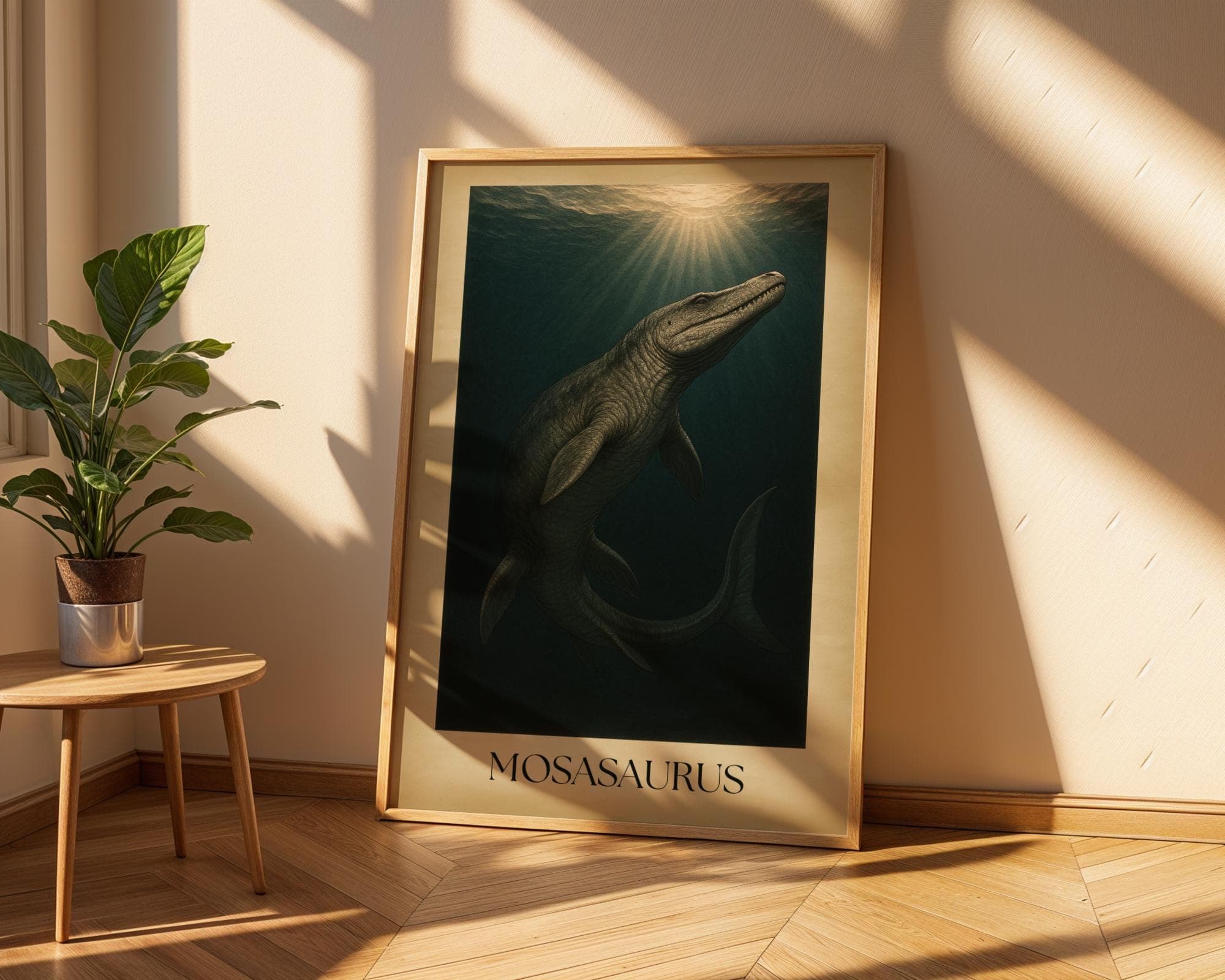 Mosasaurus Dinosaur Poster Print, Vintage Deep Sea Prehistoric Animal Wall Art, Vintage Mosasaurus Print,Mosasaurus Art Print,Dark Art Print - view 3