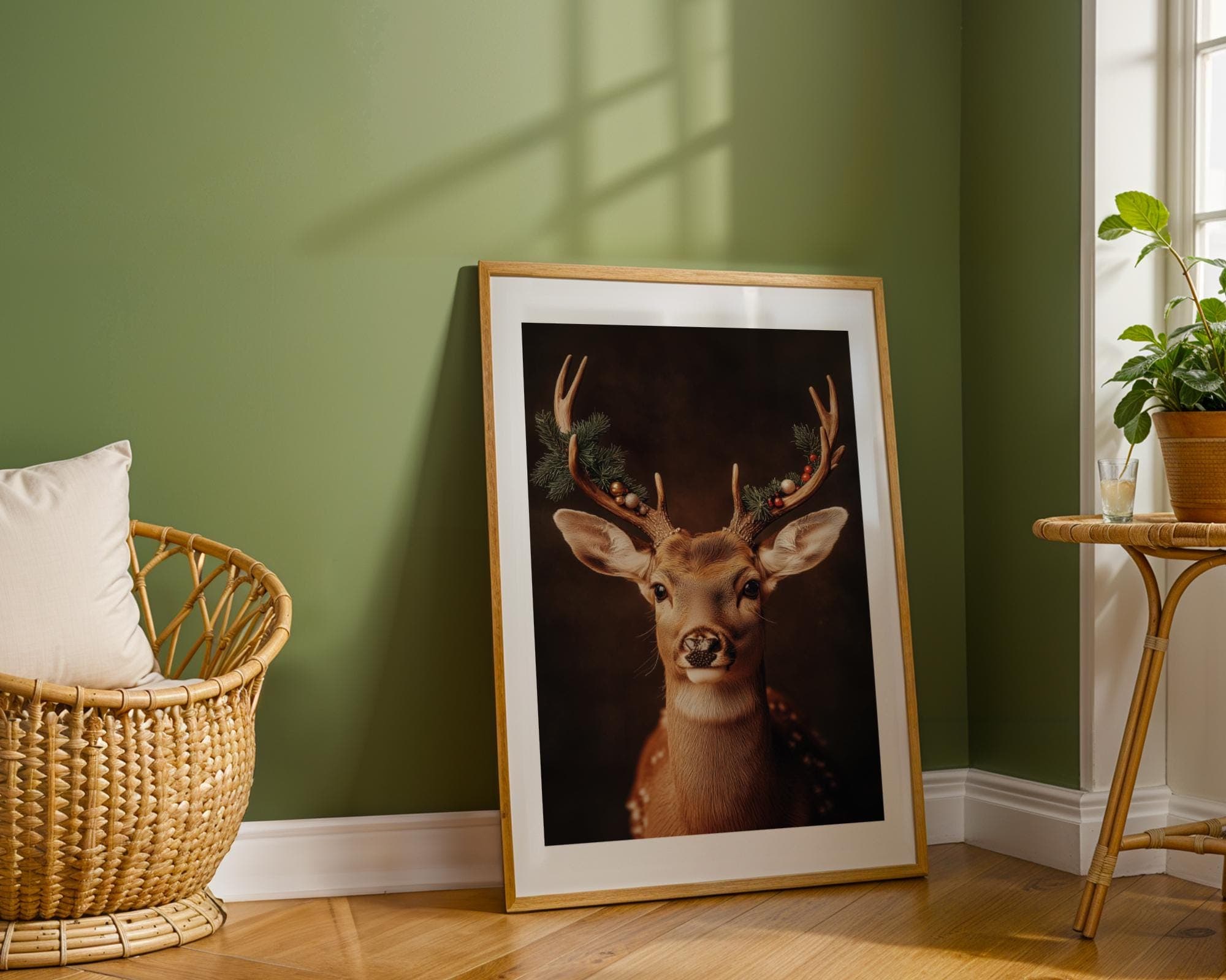 Christmas Reindeer Print, Vintage Deer Print, Farmhouse Decor, Winter Wall Art, Christmas Festive Decor, Digital Download, Deer Poster - view 5