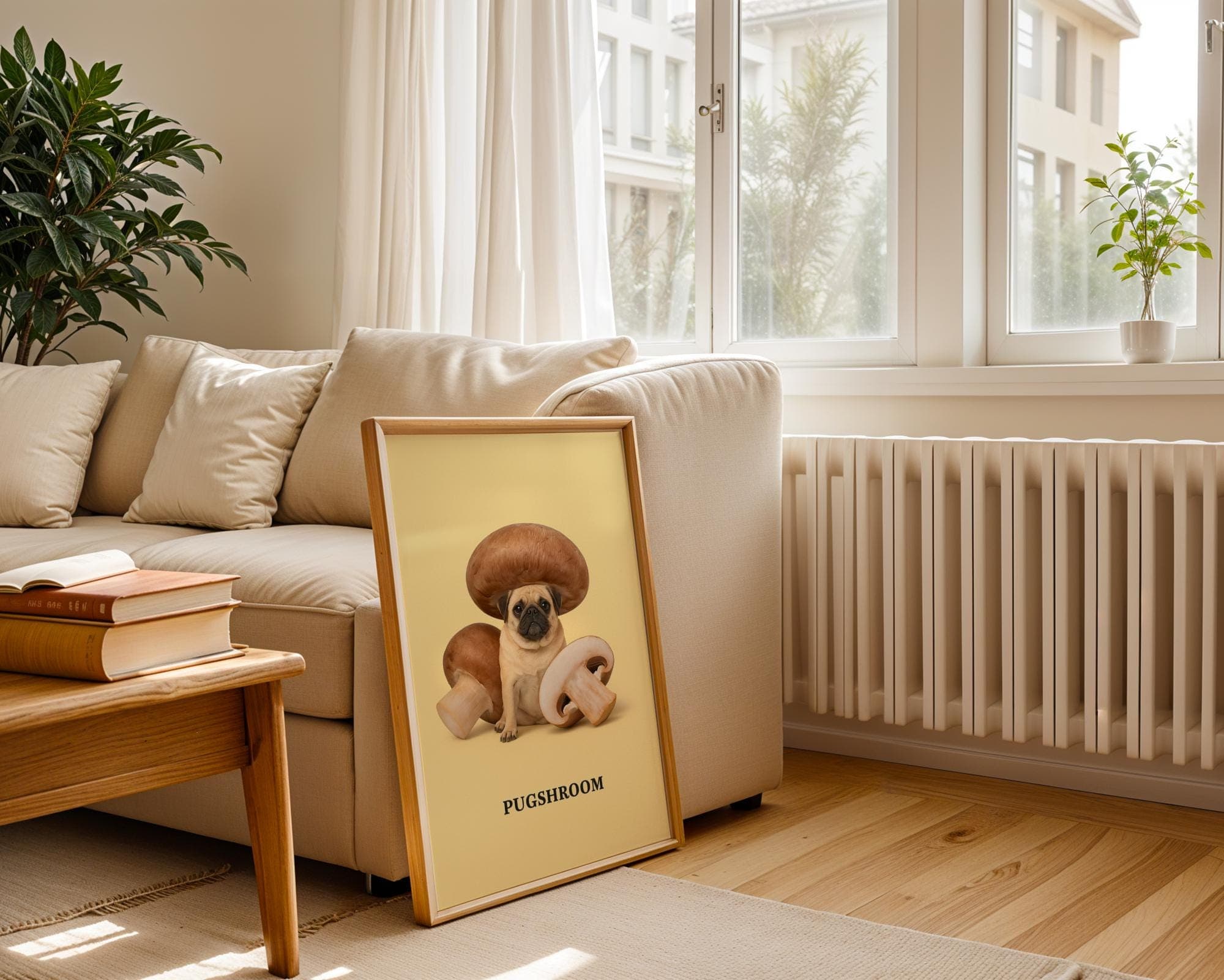 Funny Pug Wall Art Mushroom Hat Dog Print Whimsical Animal Poster, Funny Wall Art for Bathroom, Pug Wall Decor, Whimsical Dog Poster - view 4