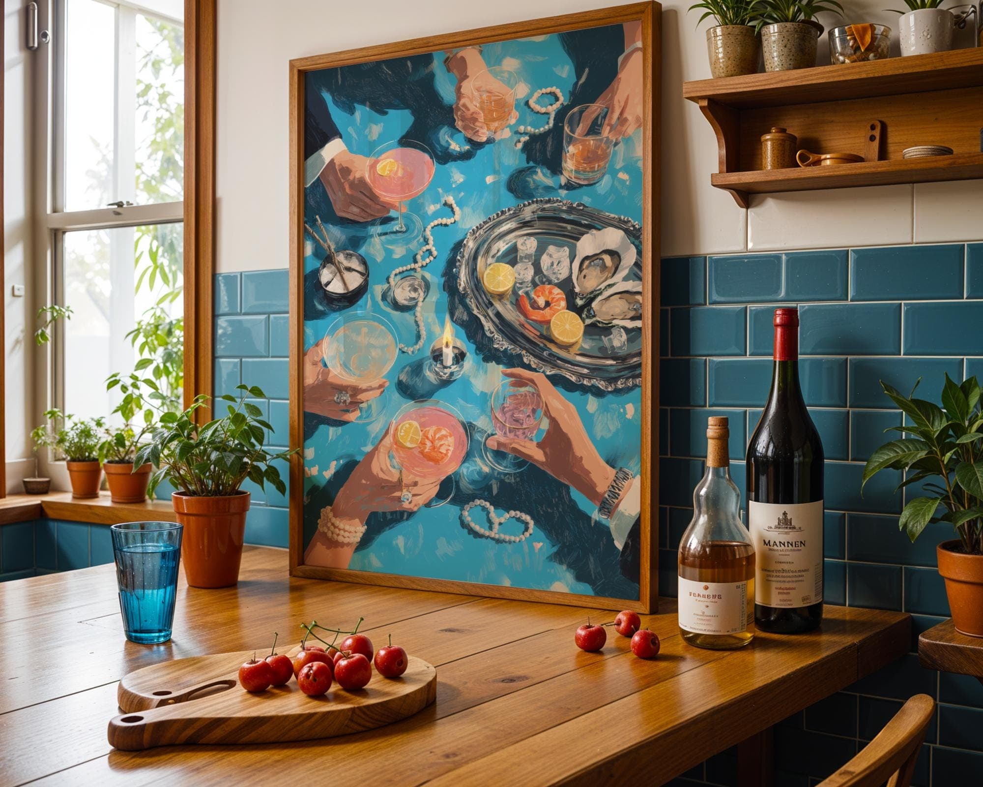 Cocktail Party Art Print: Retro Bar Scene, Glamorous Dining Decor (Digital Download) - view 2