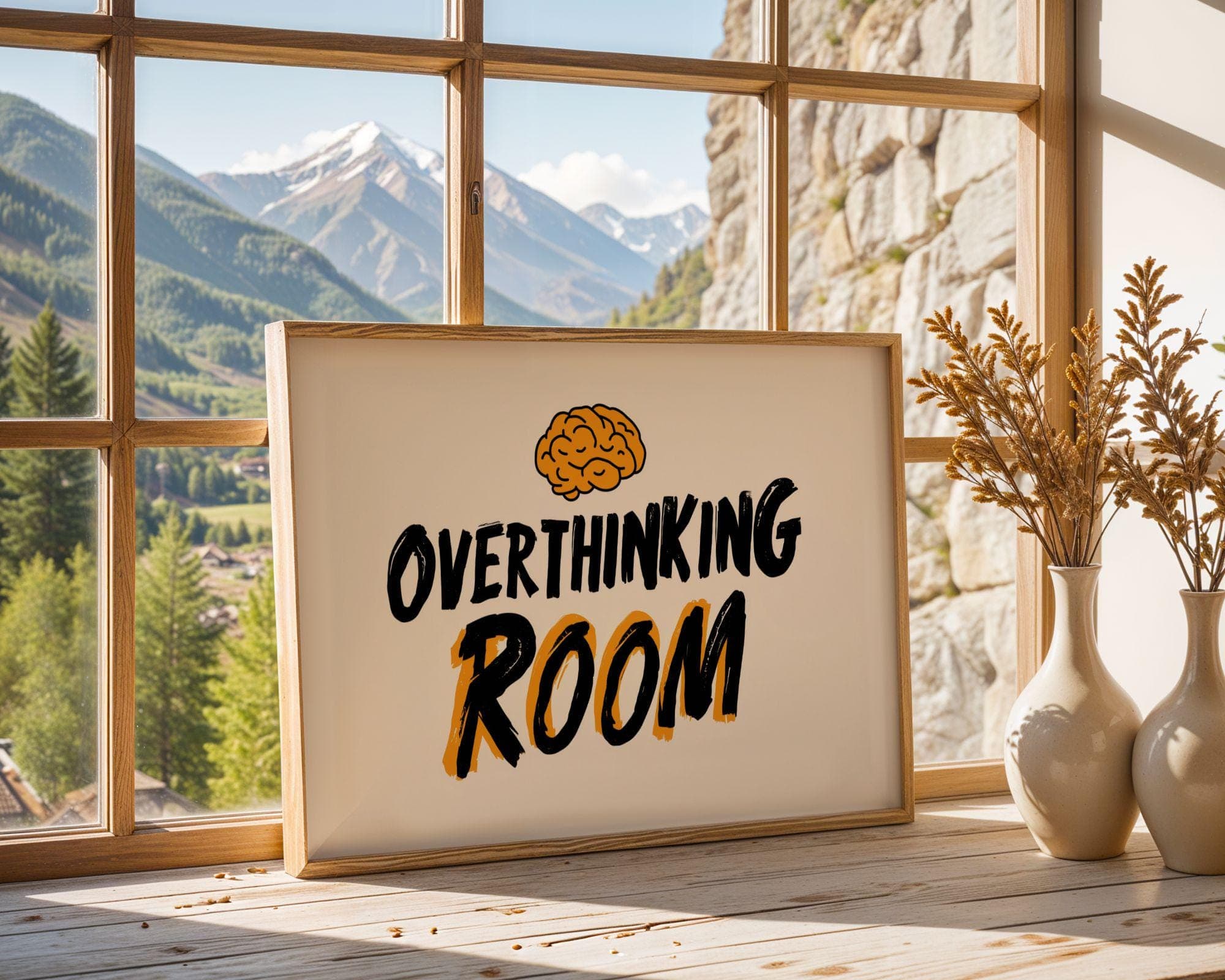 Overthinking Room Print, Funny Typography Wall Poster, Minimal Quote Print, Funny Office Poster, Overthinkers Poster, Funny Room Sign - view 6
