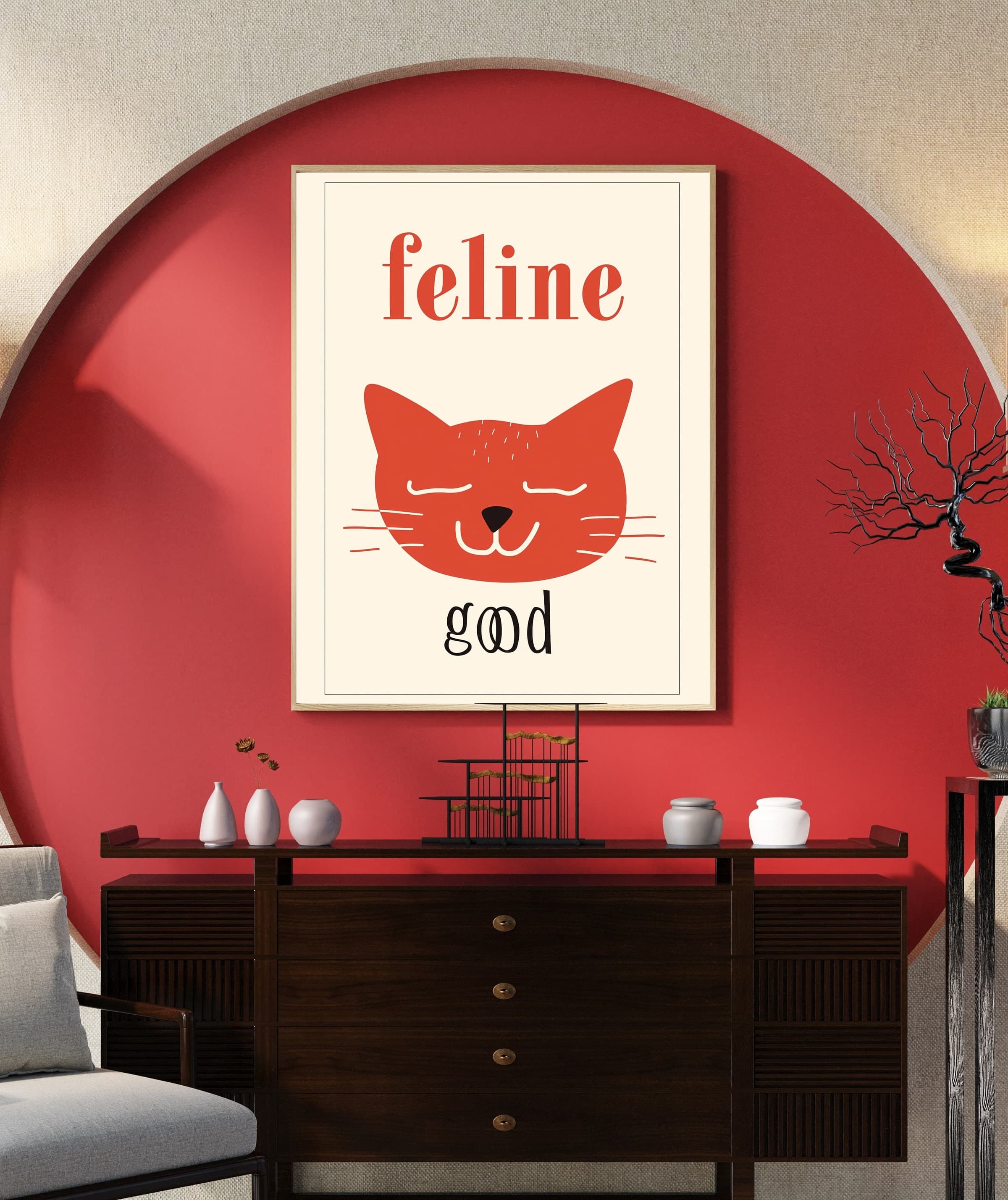 Feline Good Poster, Colorful Cat Wall Art, Cat Poster, Cat Digital Wall Art Print, Cute Kitten illustration, Cat Lover Gift, Cat Printable - view 6