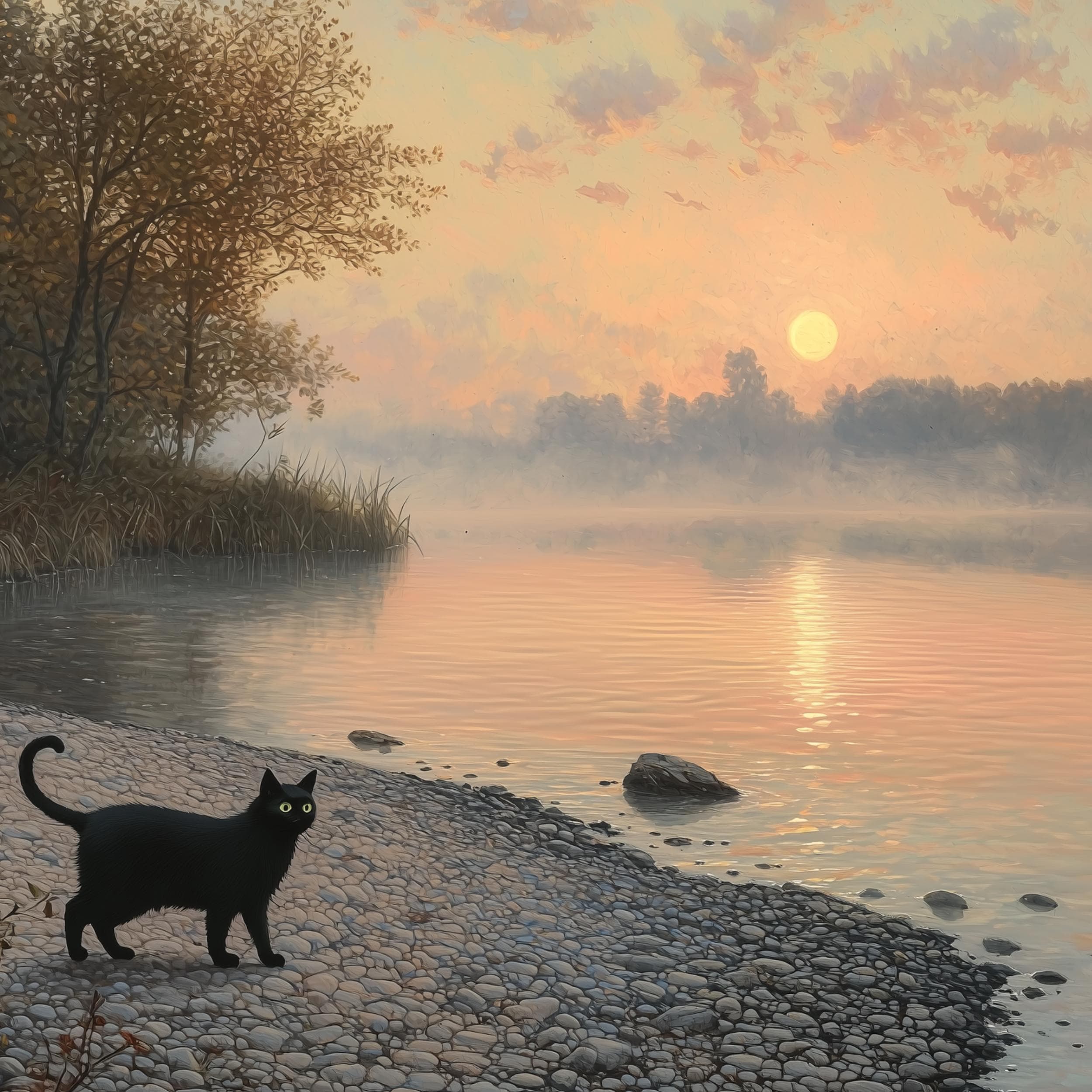 Vintage Black Cat Wall Art, Moody Cat Painting Wall Art, Digital Wall Art, Cat Printable, Printable Digital, Whimsical Black Cat Wall Art - view 3