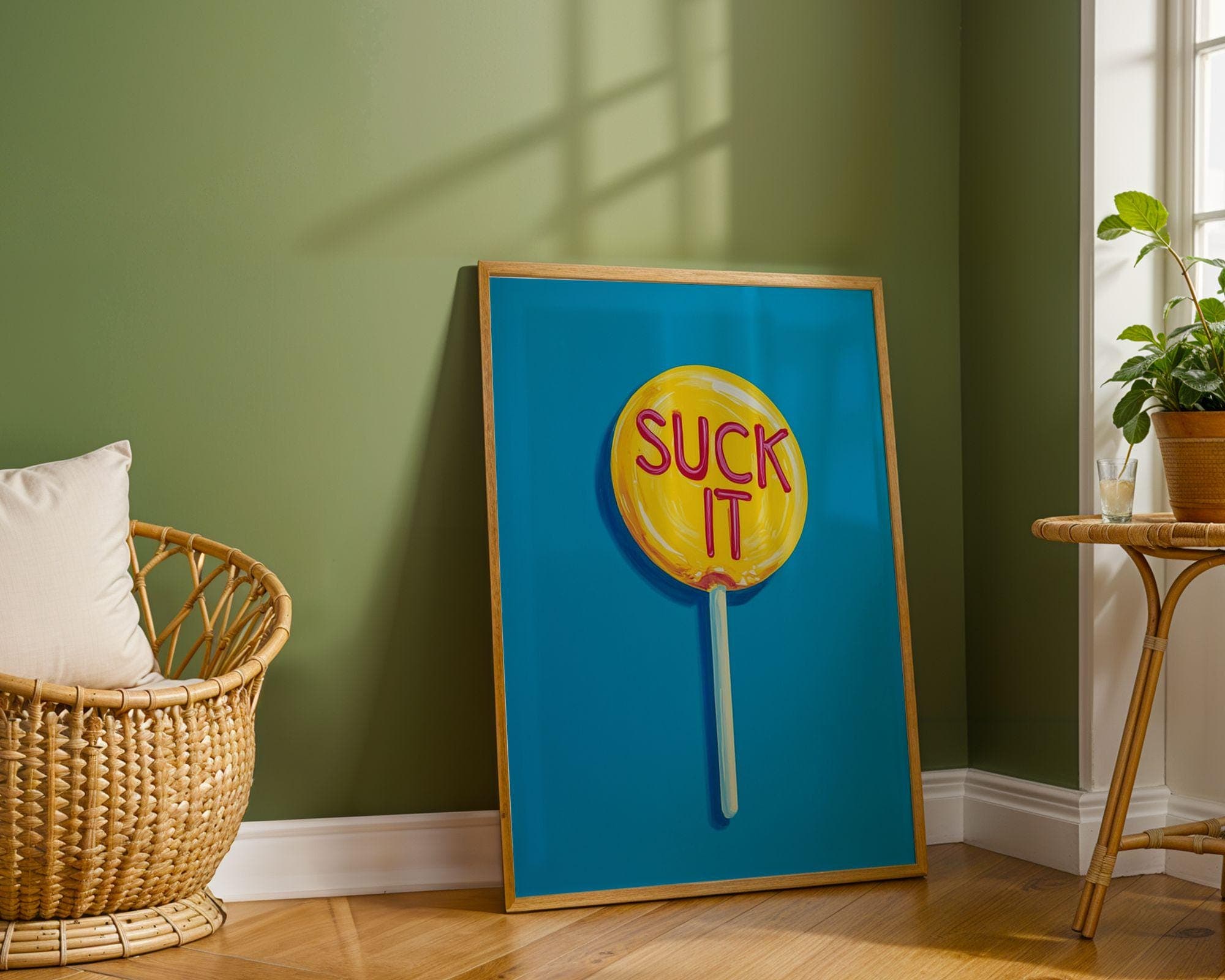 Pop Art Lollipop Print, Funny Quote Wall Art, Dorm Room Wall Art, Sassy Funky Poster, Quirky Kitchen Decor, Modern Retro Candy Print - view 2