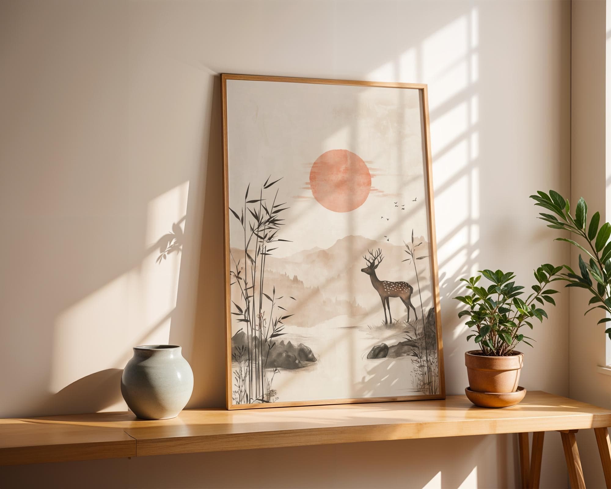 Japandi Deer Print ā Minimalist Zen Bamboo Forest Wall Art (Digital Download) - view 2