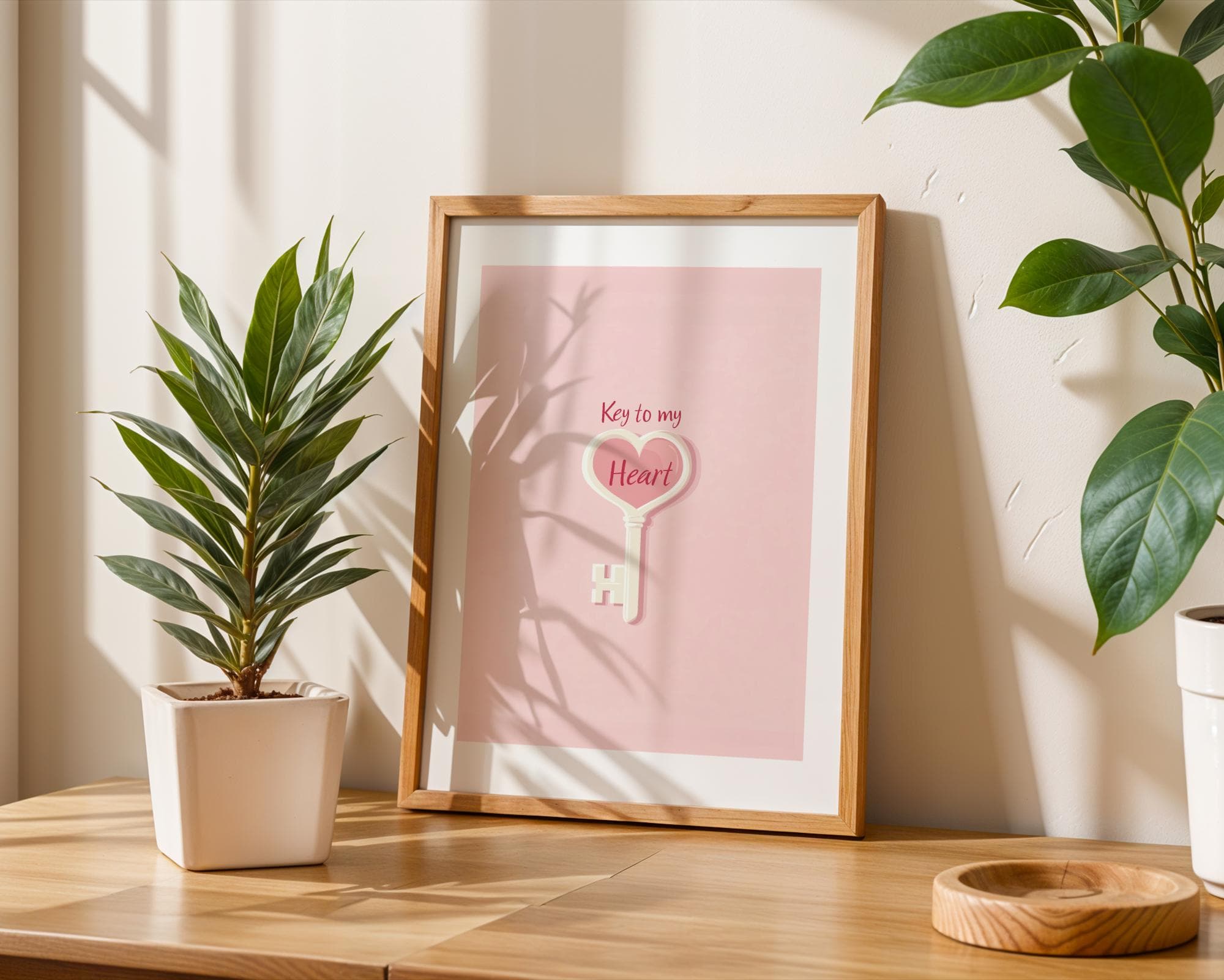 Key to My Heart Wall Art, Valentine’s Day Digital Art, Valentines Day Gift Idea, Cute Pink Valentine Gift, Romantic Love Decor, Pink Decor - view 5