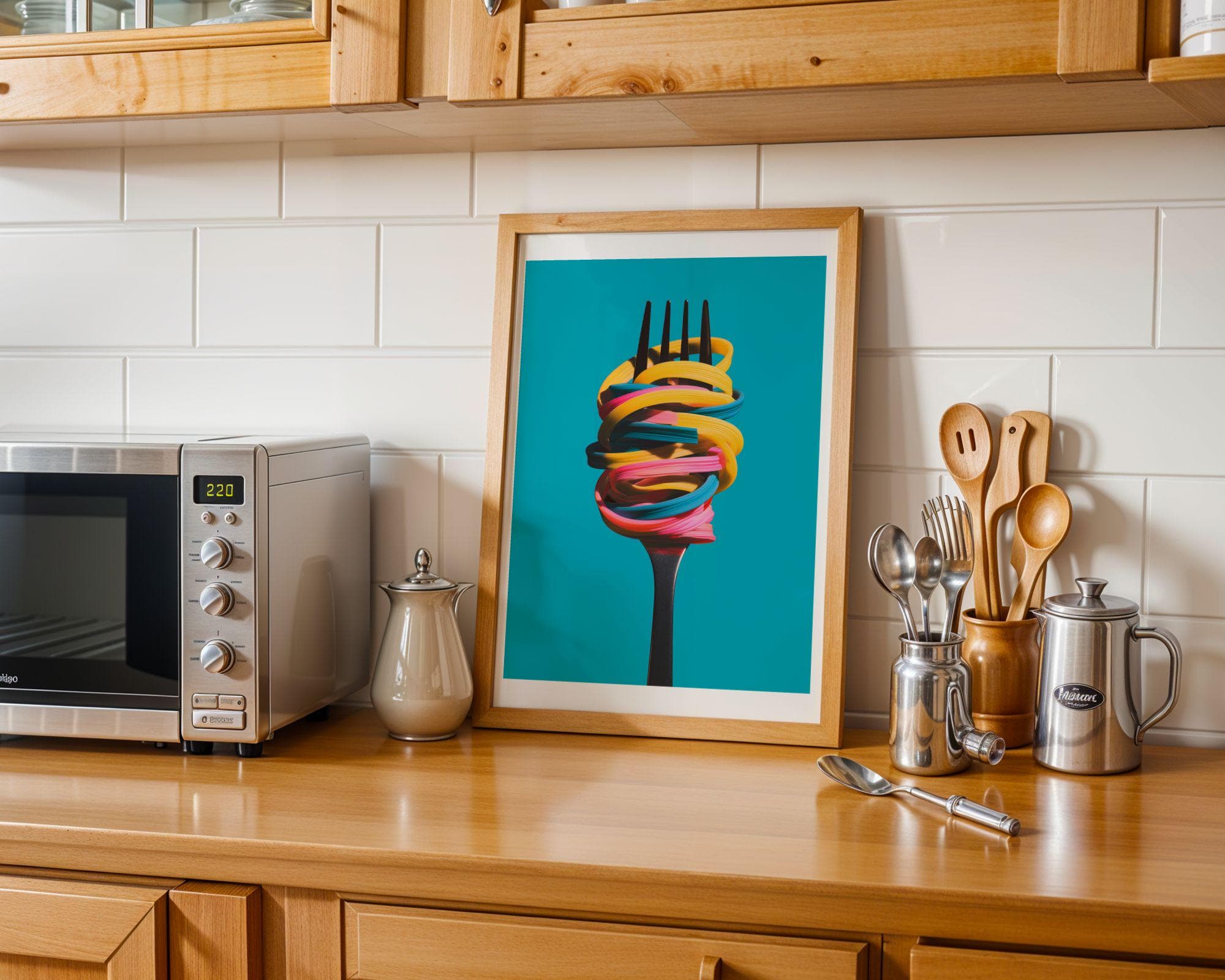 Colorful Pasta Wall Art – Modern Pop Art Kitchen Print, Minimalist Kitchen Art, Modern Food Poster, Funky Pop Art Poster, Pasta Lover Gift - view 3