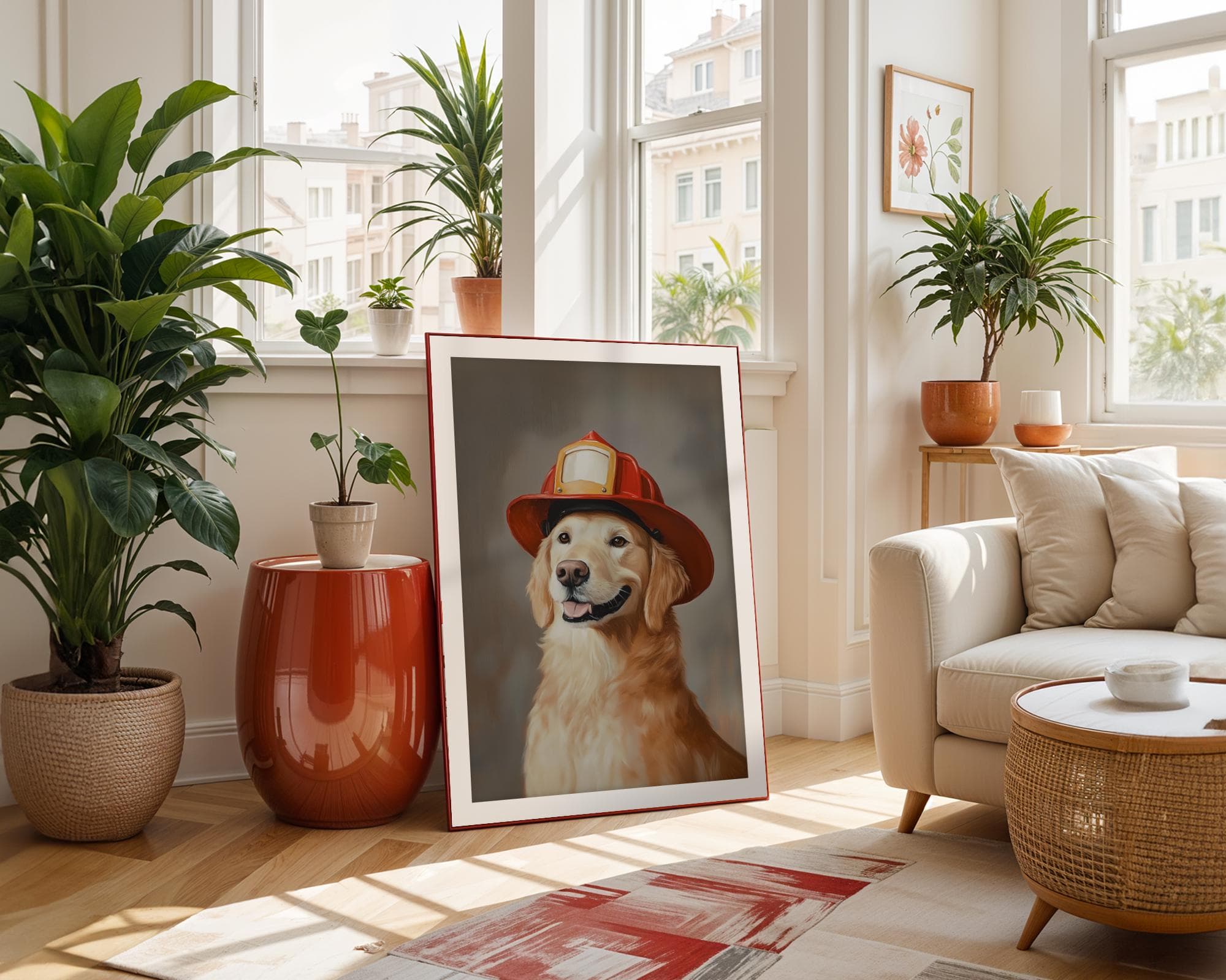 Hero Dog Wall Poster, Artful Dog Gift, Golden Retriever Print, Rustic Brown Background Decor, Printable Golden Retriever, Cute Dog Print - view 4
