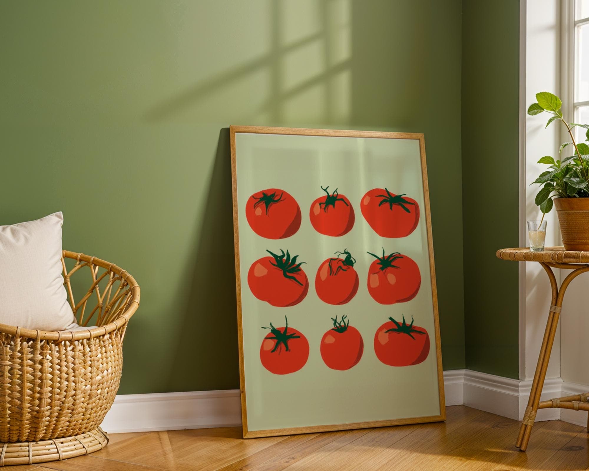 Rustic Tomato Wall Art Print, Vintage Botanical Vegetable Poster, Farm Fresh Red Tomato Wall Hanging, Cute Tomato Kitchen Decor - view 5
