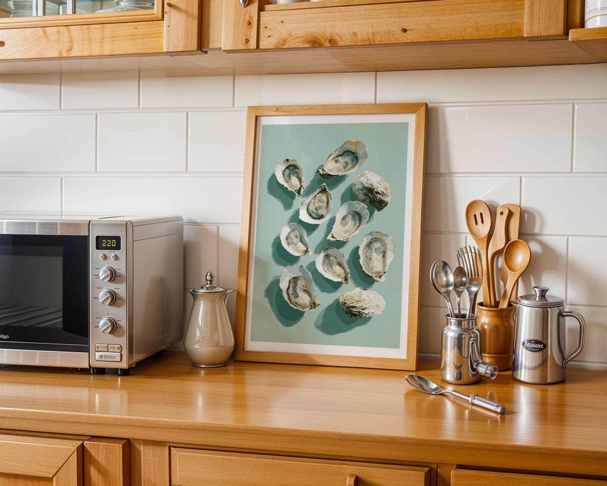 Oyster Wall Art Print, Coastal Kitchen Decor, Oyster Shell Painting, Beach House Dining Room Wall Art, Oyster Still Life, Oyster Art Print - view 4