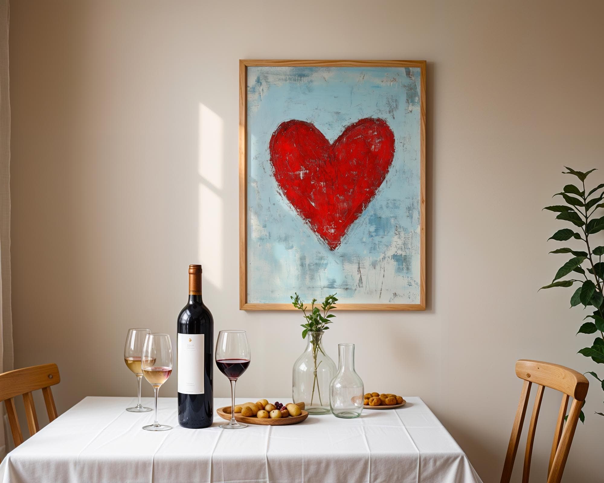Valentines Day Red Heart Print, Valentines Wall Art, Vintage Valentines Day Decor, Romantic Wall Art Valentines Day, Gift For Her Art - view 4