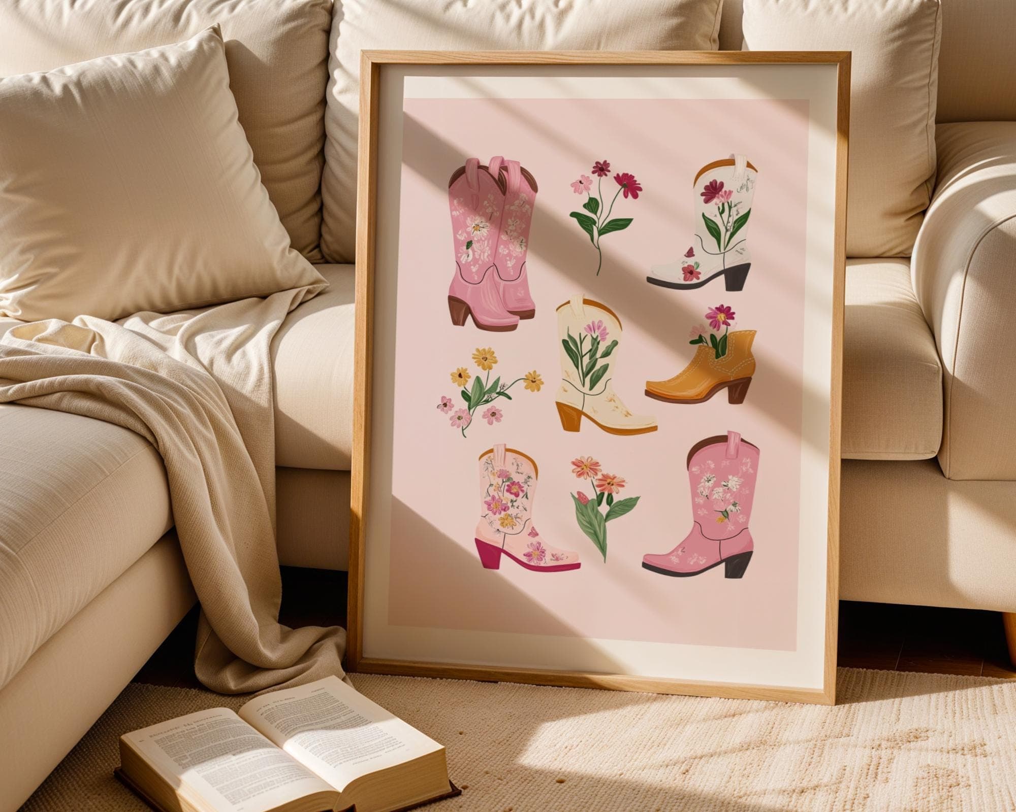 Floral Cowboy Boots Print, Girly Western Wall Decor (Digital Download) - view 3