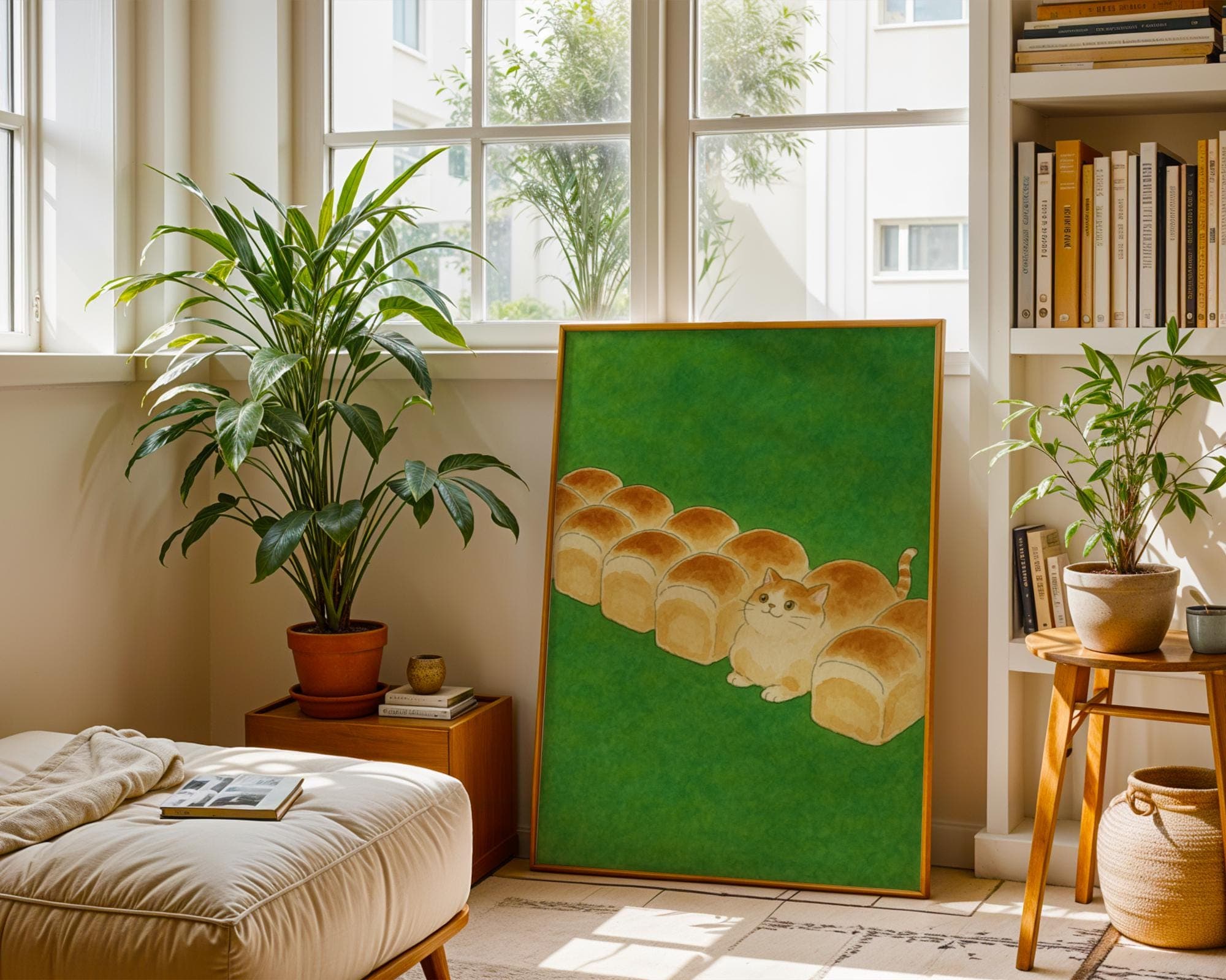 Funny Cat Loaf Print, Watercolor Cat Bread Poster (Digital Download) - view 6