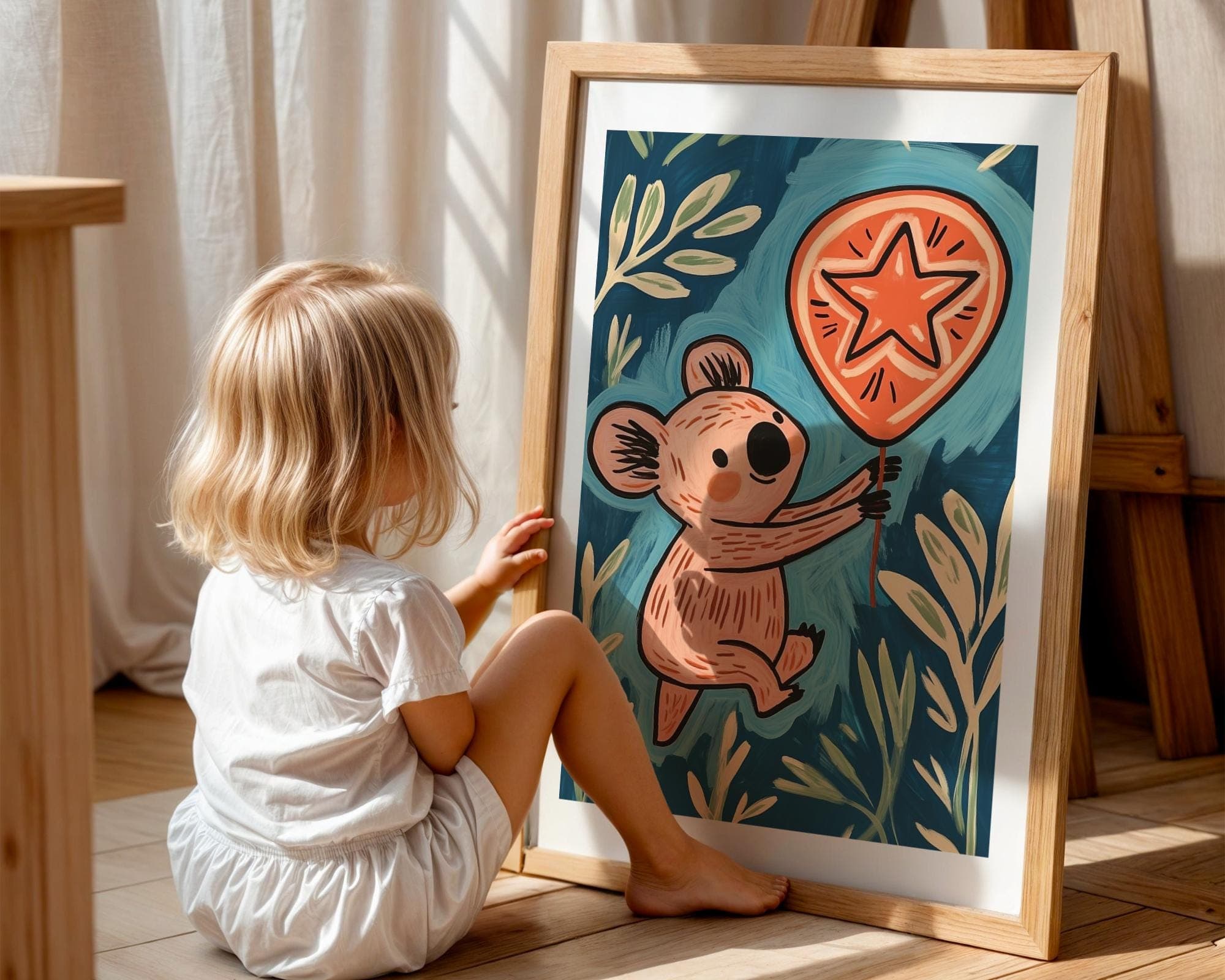 Koala Wall Art, Kids’ Room Decor, Koala Nursery Print, Colorful Wall Art for Kids, Woodland Nursery Print, Digital Download, Koala Poster - view 3